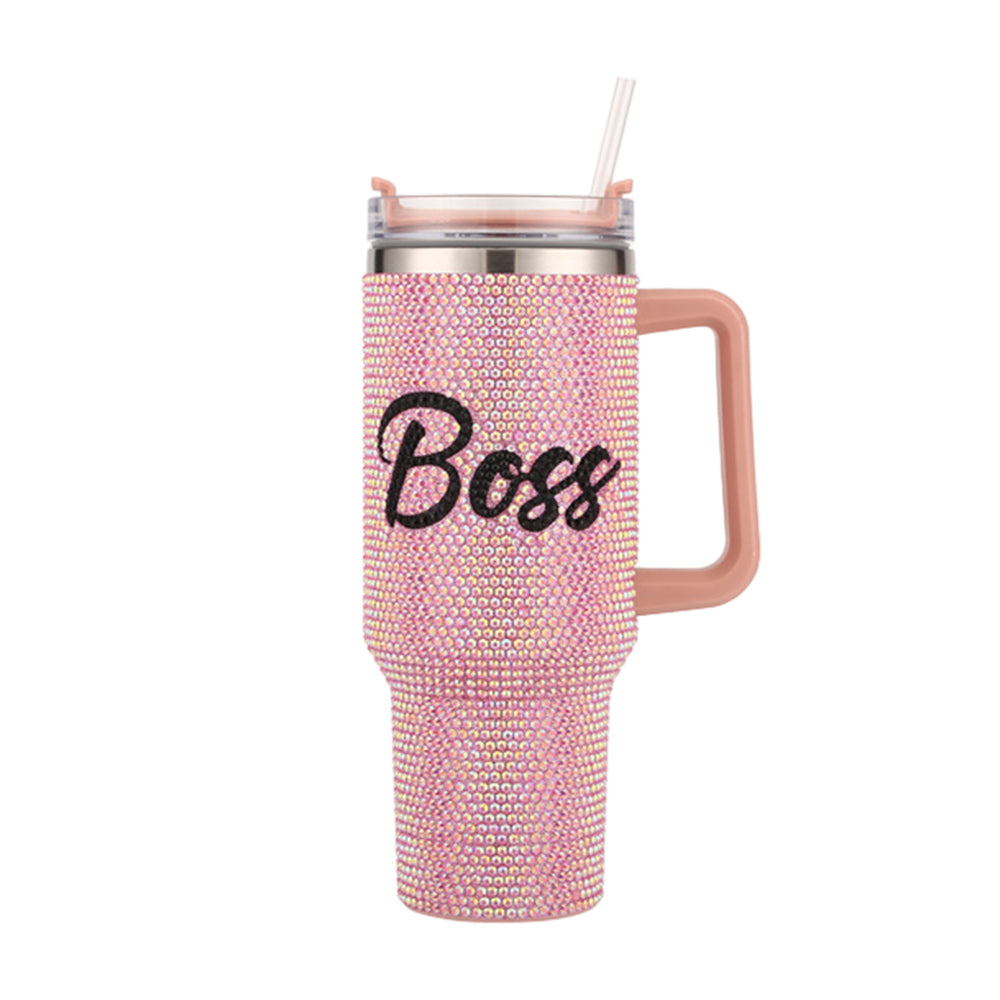 BOSS Message Studded 40oz Stainless Steel Tumbler With Handle