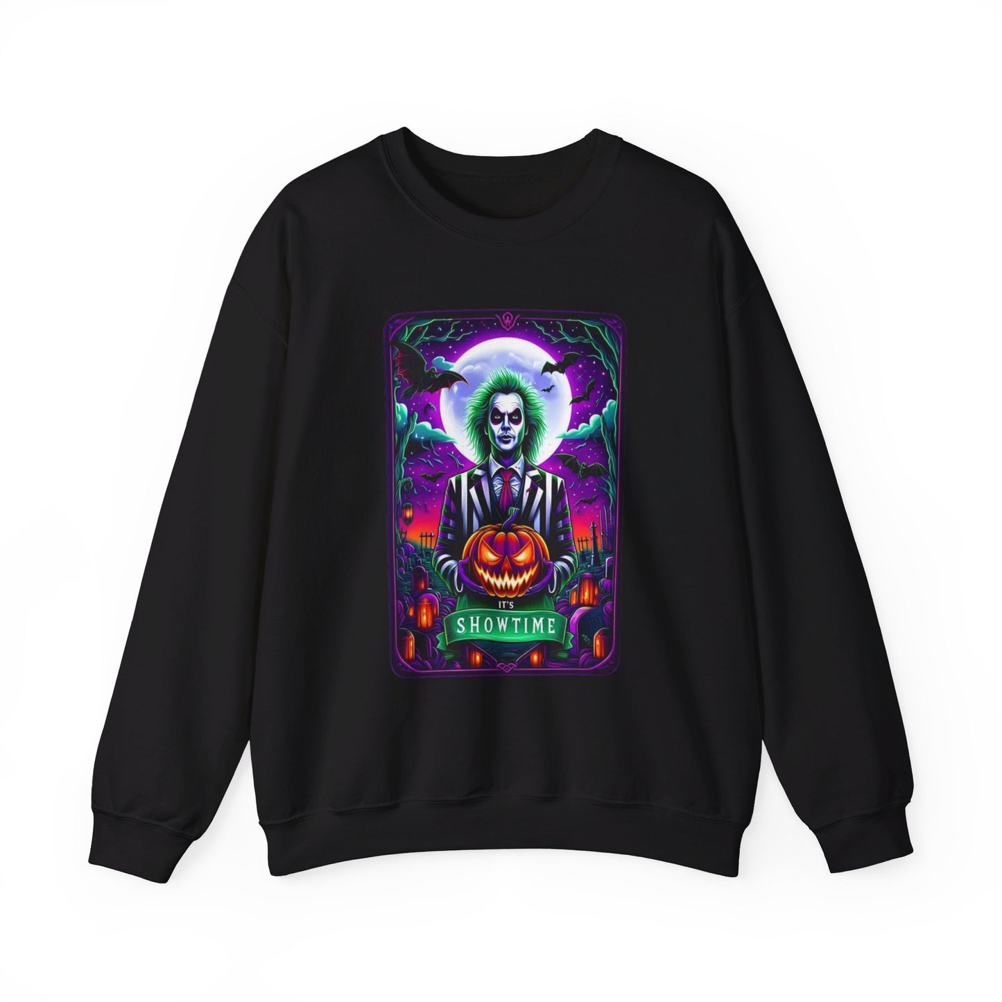 "Beetlejuice Halloween Showtime Sweatshirt: Spooktacular Style" Unisex Heavy Blend™ Crewneck Sweatshirt