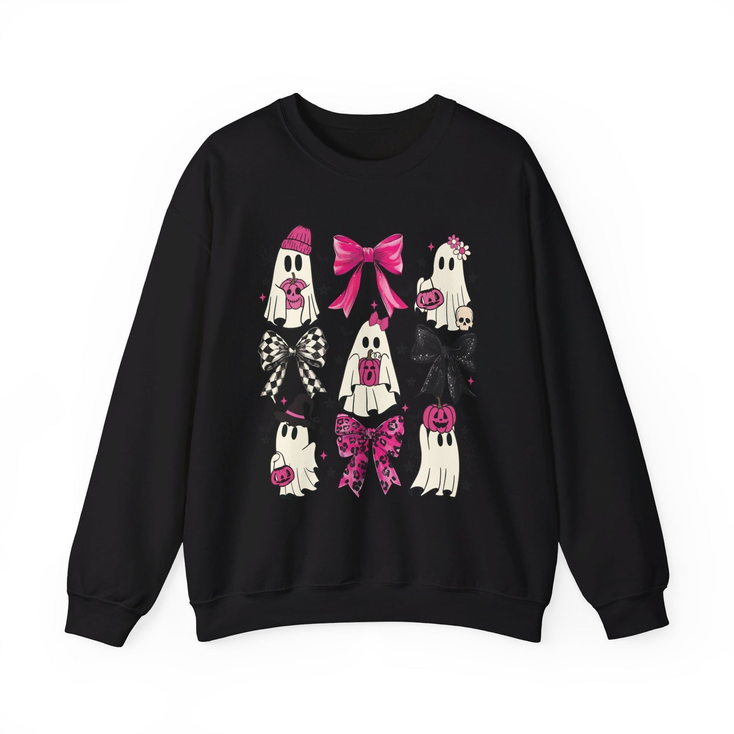 👻💖 Flirting with Ghostly Cuteness in My Pink Sweater! #CoquetteGhost #HalloweenFashion Unisex Heavy Blend™ Crewneck Sweatshirt