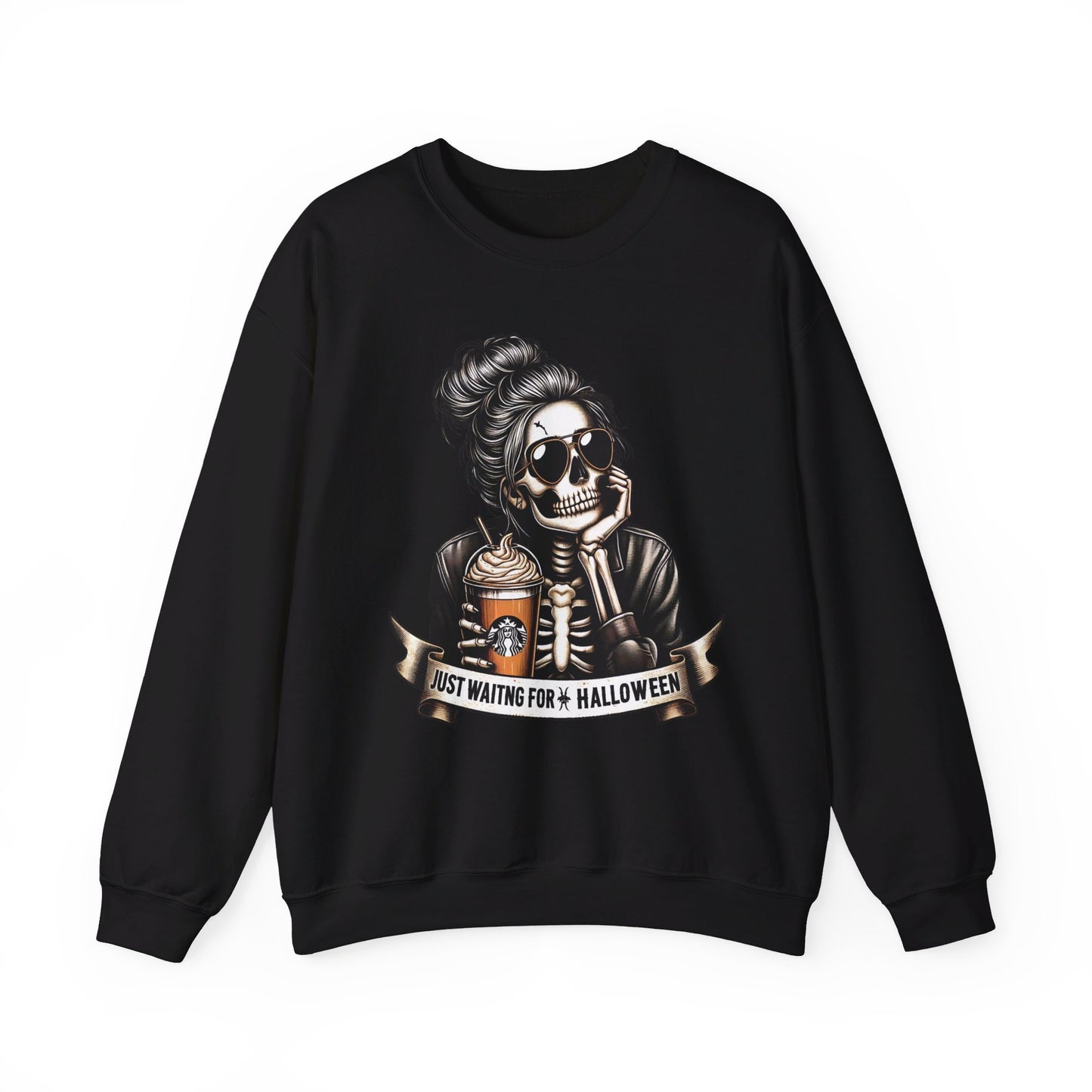 💀🎃 Waiting for Halloween Like a Skeleton Queen! #HalloweenFashion #SkeletonSweatshirt Unisex Heavy Blend™ Crewneck Sweatshirt