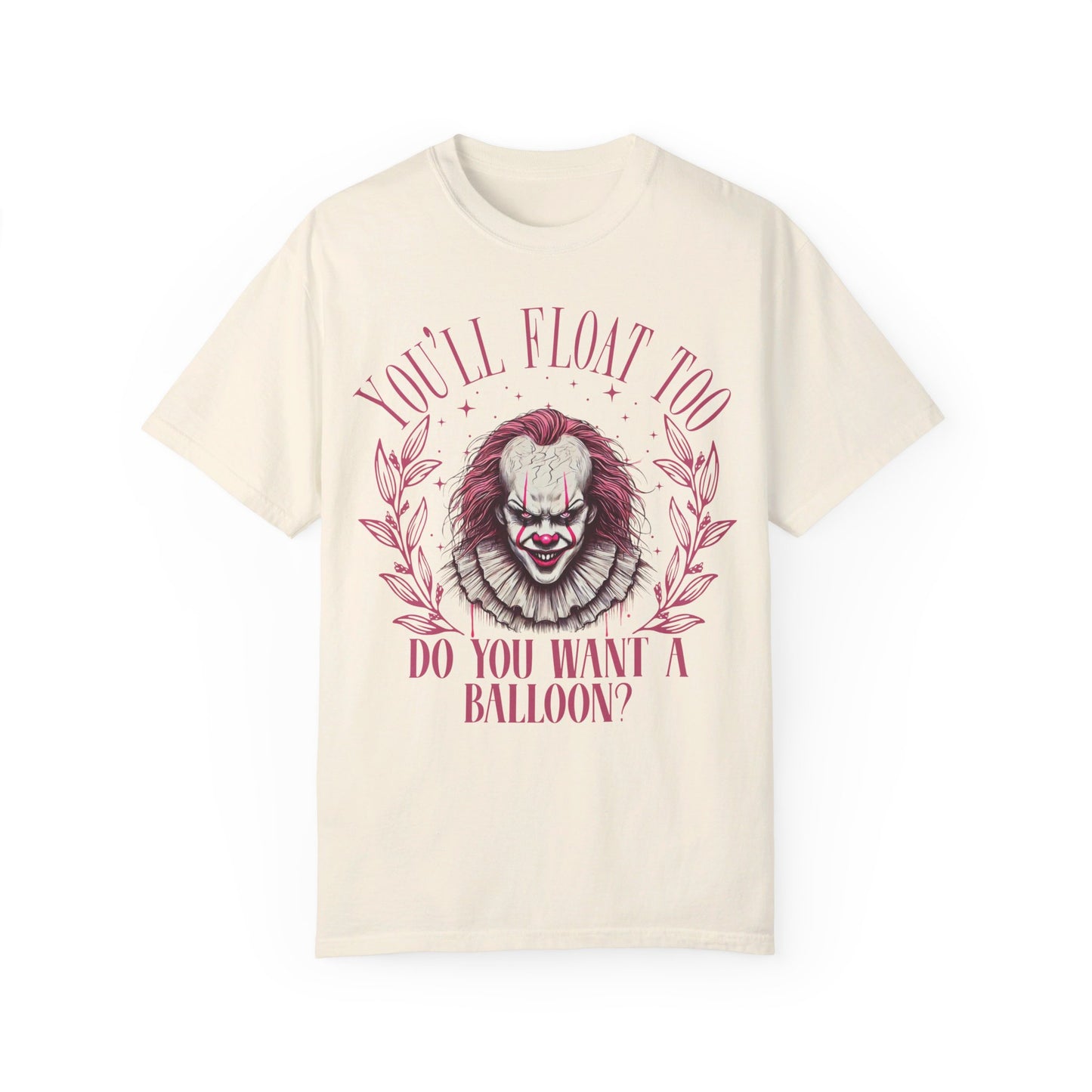 "🎈👹 Embrace the Pennywise Vibes: Trendy Unisex Garment-Dyed Tee That’s Totally Terrifying! 🌟👕 #ITvibes"