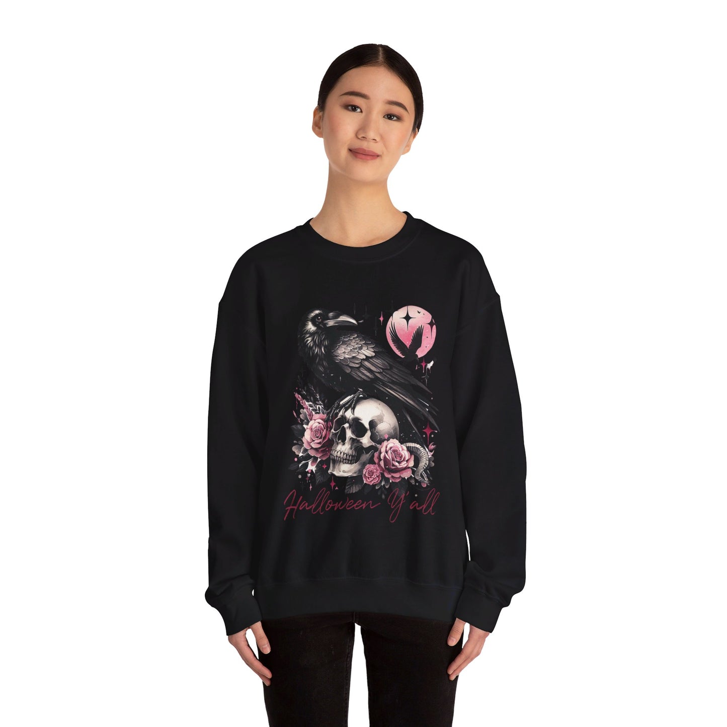 Crow and Skeleton Unisex Heavy Blend™ Crewneck Sweatshirt