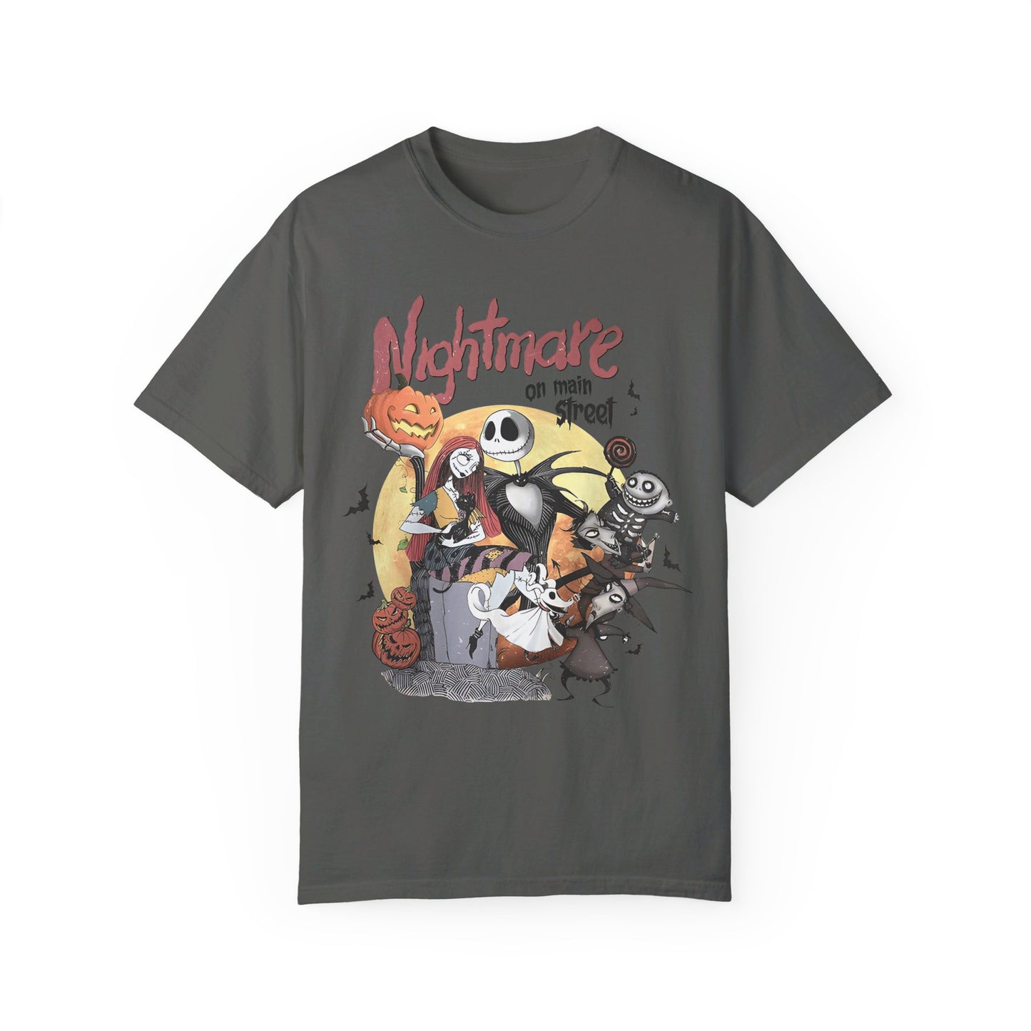 👻🌃 Living the Nightmare on Main Street! #HorrorFashion #NightmareOnMain Unisex Garment-Dyed T-shirt