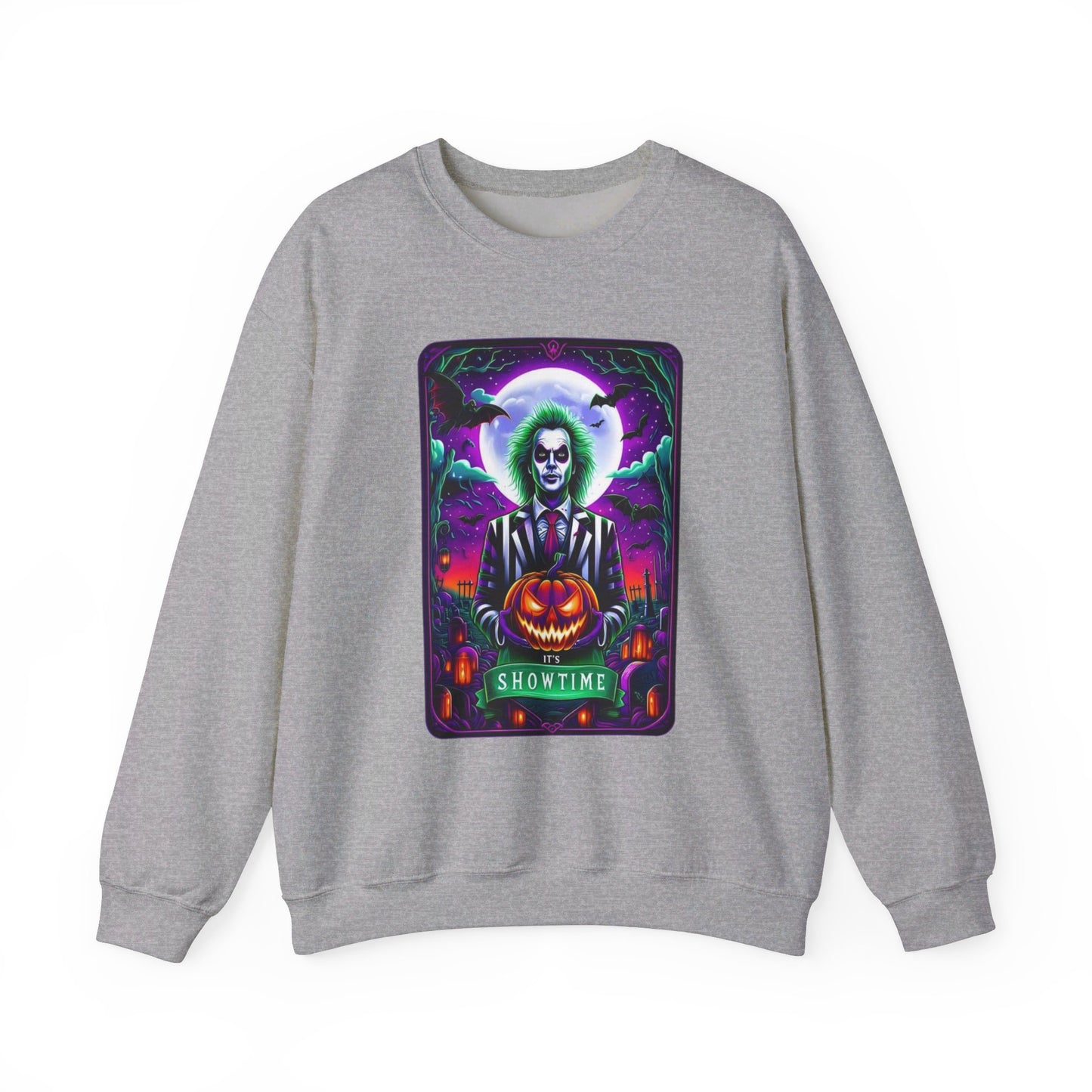 "Beetlejuice Halloween Showtime Sweatshirt: Spooktacular Style" Unisex Heavy Blend™ Crewneck Sweatshirt