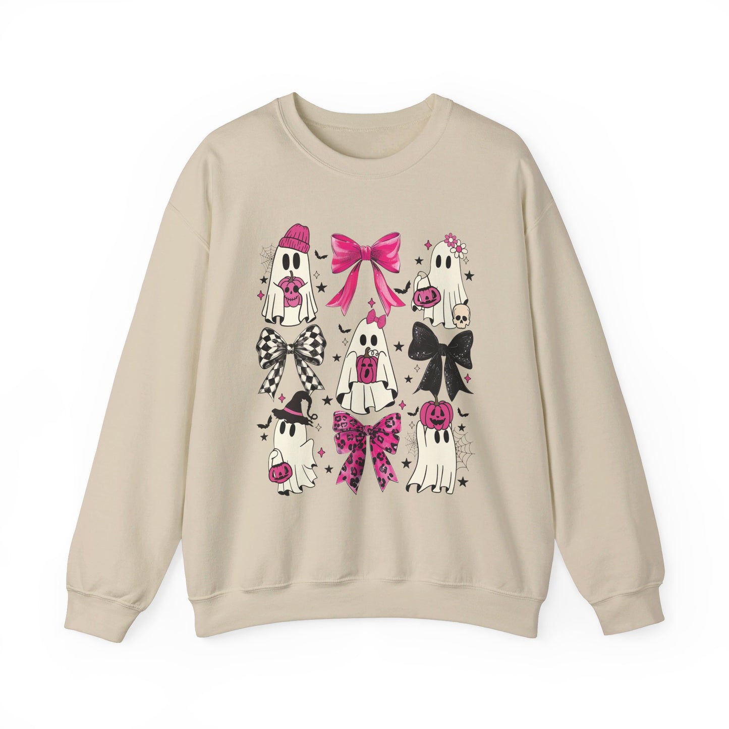 👻💖 Flirting with Ghostly Cuteness in My Pink Sweater! #CoquetteGhost #HalloweenFashion Unisex Heavy Blend™ Crewneck Sweatshirt