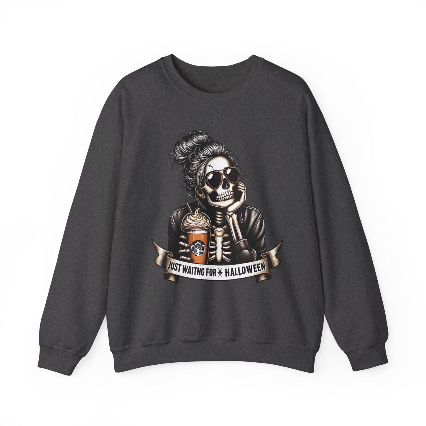 💀🎃 Waiting for Halloween Like a Skeleton Queen! #HalloweenFashion #SkeletonSweatshirt Unisex Heavy Blend™ Crewneck Sweatshirt