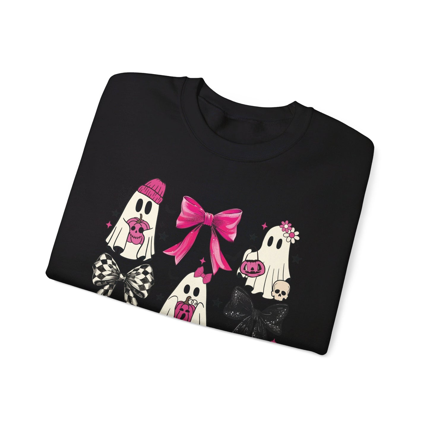 👻💖 Flirting with Ghostly Cuteness in My Pink Sweater! #CoquetteGhost #HalloweenFashion Unisex Heavy Blend™ Crewneck Sweatshirt