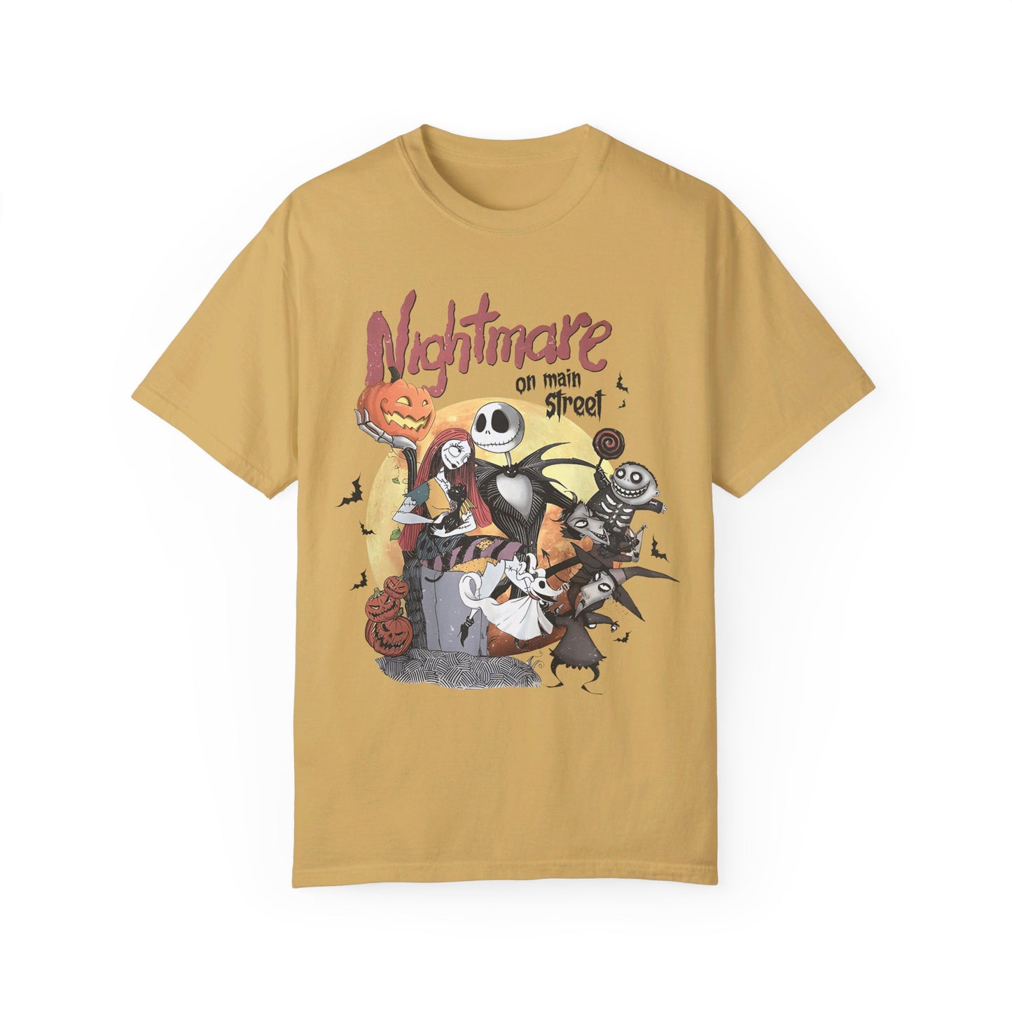 👻🌃 Living the Nightmare on Main Street! #HorrorFashion #NightmareOnMain Unisex Garment-Dyed T-shirt