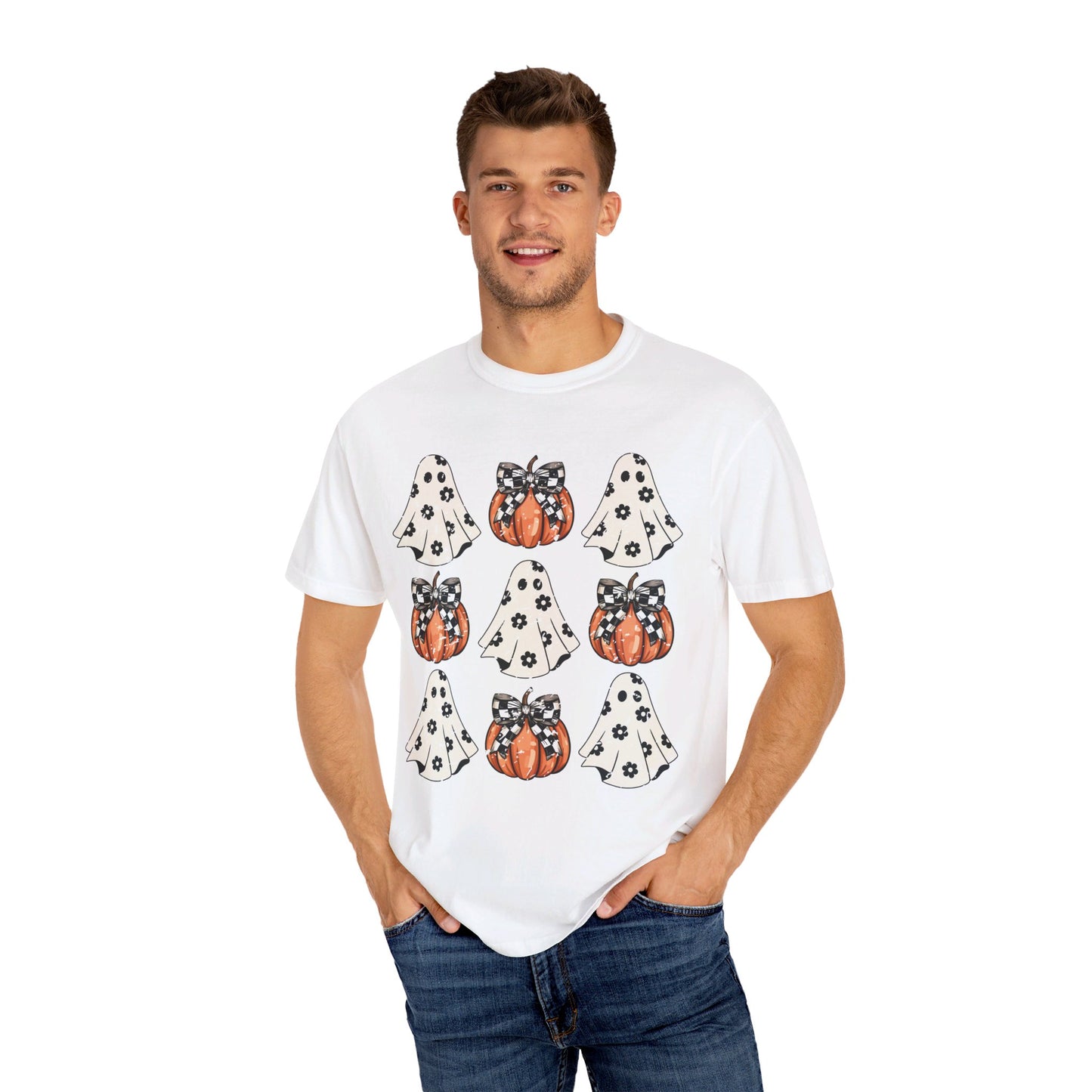 Ghost and Pumpkins Unisex Garment-Dyed T-shirt