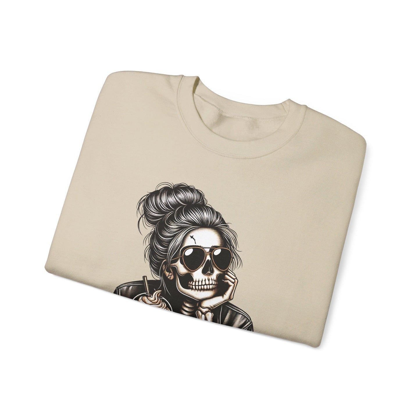 💀🎃 Waiting for Halloween Like a Skeleton Queen! #HalloweenFashion #SkeletonSweatshirt Unisex Heavy Blend™ Crewneck Sweatshirt