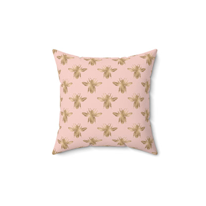 Do Not Touch Gold Bee in Pink Spun Polyester Square Pillow