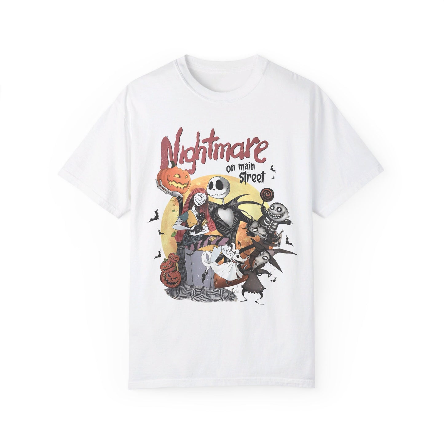 👻🌃 Living the Nightmare on Main Street! #HorrorFashion #NightmareOnMain Unisex Garment-Dyed T-shirt