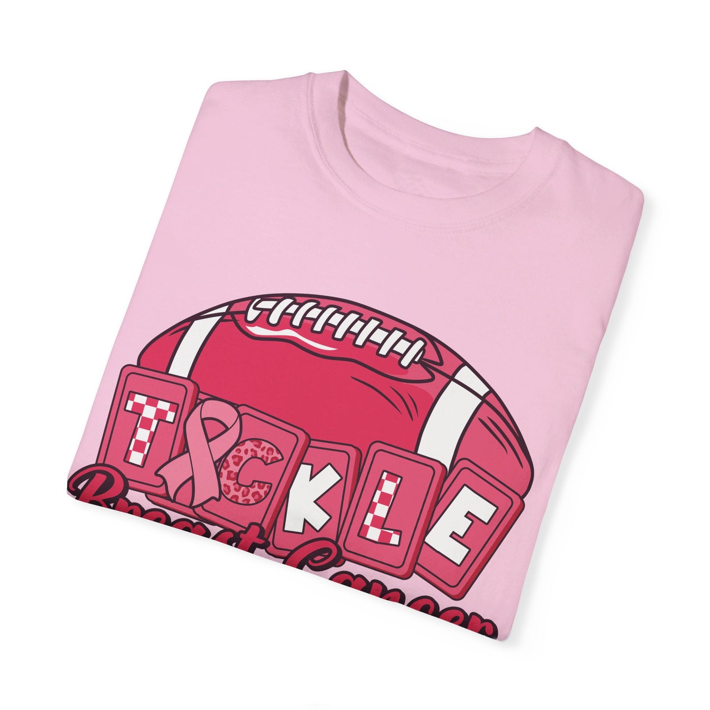 "🎀💥 Tackle Breast Cancer in Style: Unisex Garment-Dyed Tee with a Powerful Pink Ribbon! 🌟👕 #FightCancer"