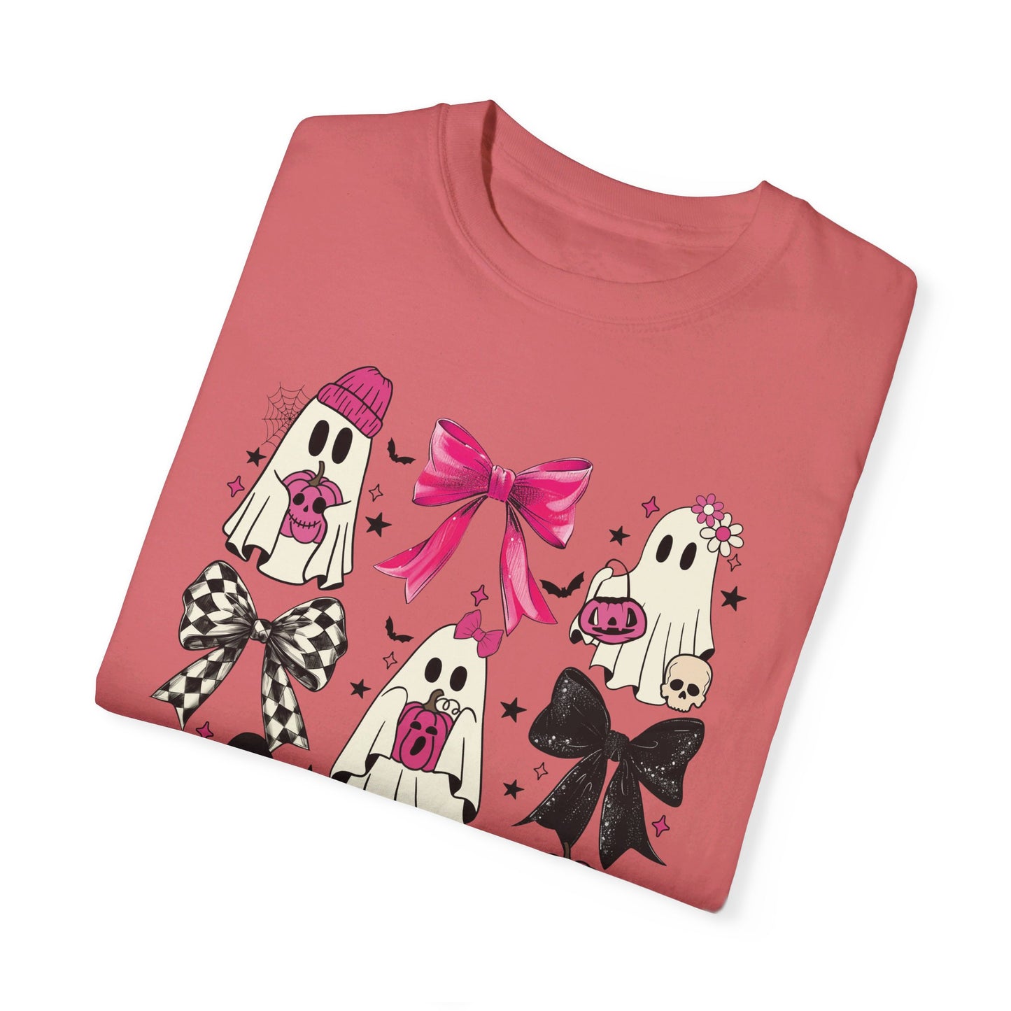 👻💖 Embracing Ghostly Charm in My Pink Tee! #CoquetteGhost #PinkTeeFashion Unisex Garment-Dyed T-shirt