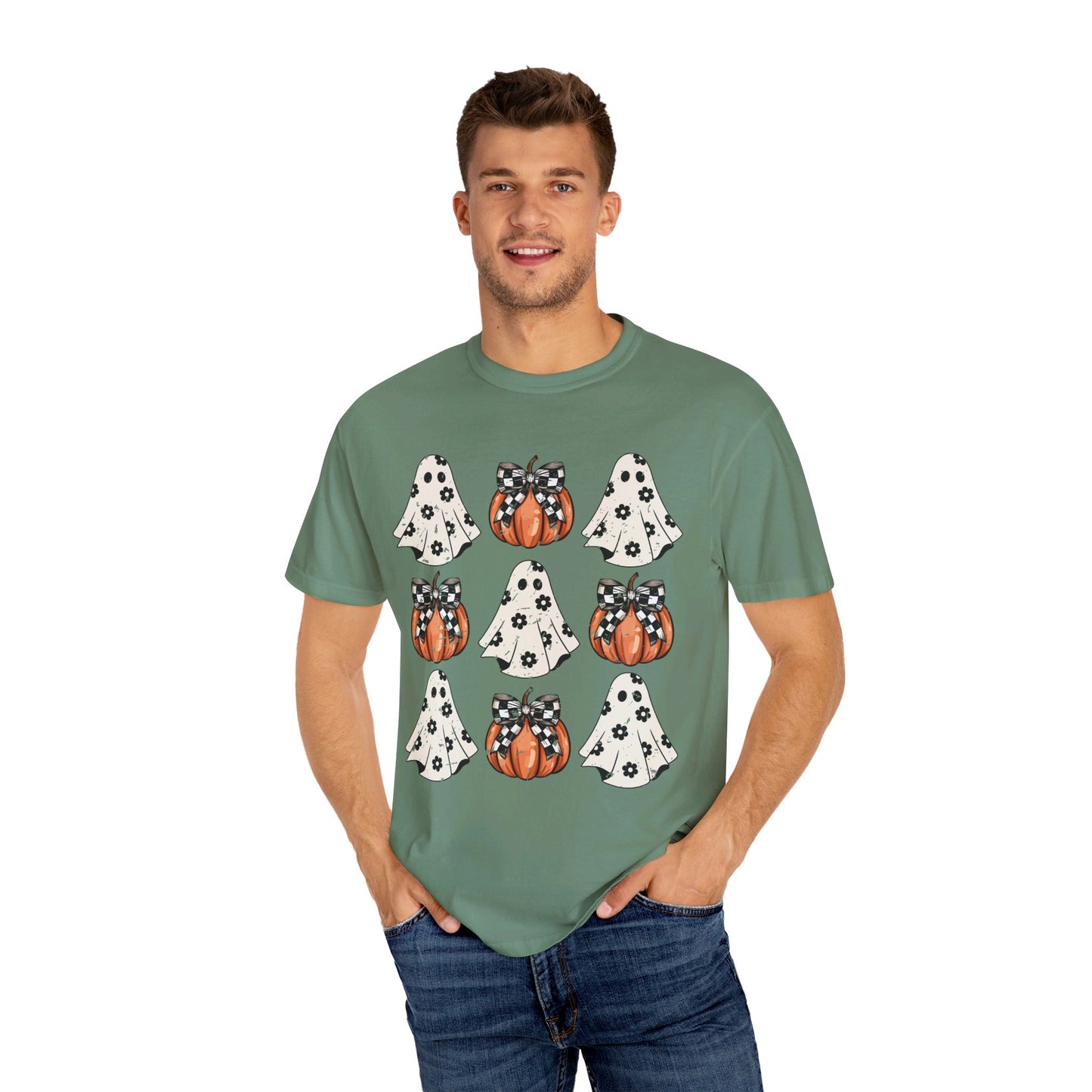 Ghost and Pumpkins Unisex Garment-Dyed T-shirt