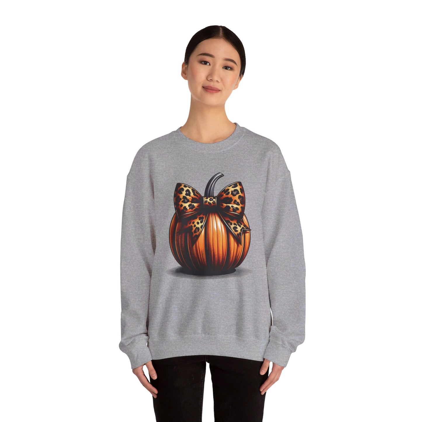 🎃🎀 Rocking Fall Vibes in My Pumpkin Bow Sweatshirt! #FallFashion #PumpkinBow #OOTDUnisex Heavy Blend™ Crewneck Sweatshirt