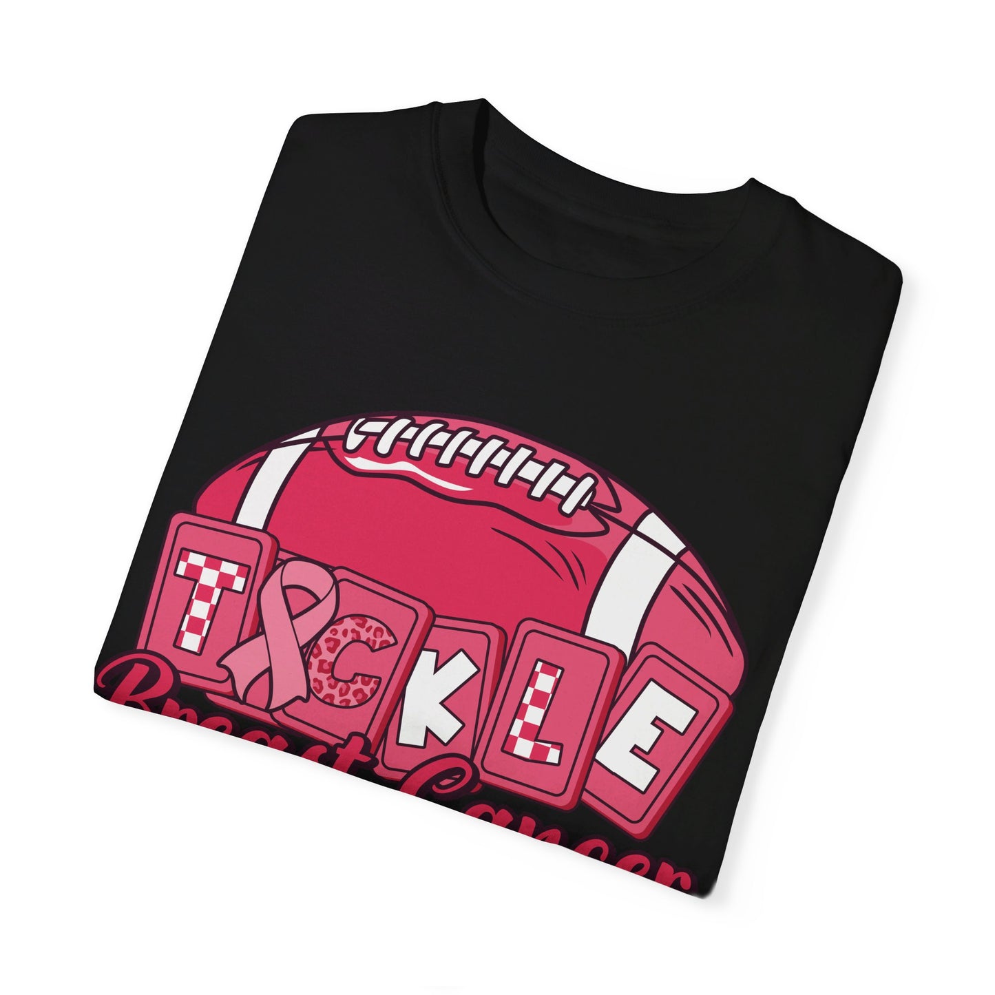 "🎀💥 Tackle Breast Cancer in Style: Unisex Garment-Dyed Tee with a Powerful Pink Ribbon! 🌟👕 #FightCancer"