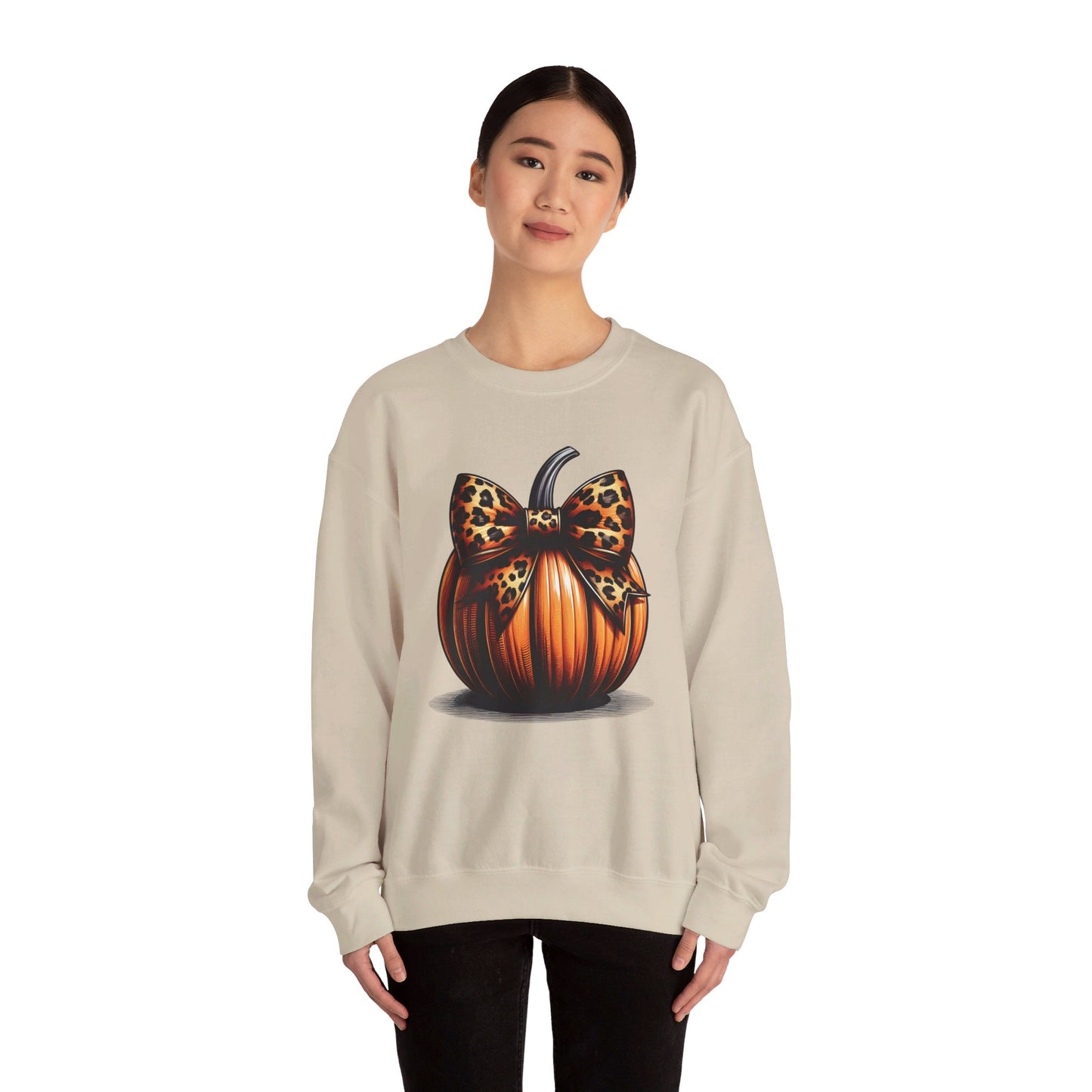 🎃🎀 Rocking Fall Vibes in My Pumpkin Bow Sweatshirt! #FallFashion #PumpkinBow #OOTDUnisex Heavy Blend™ Crewneck Sweatshirt