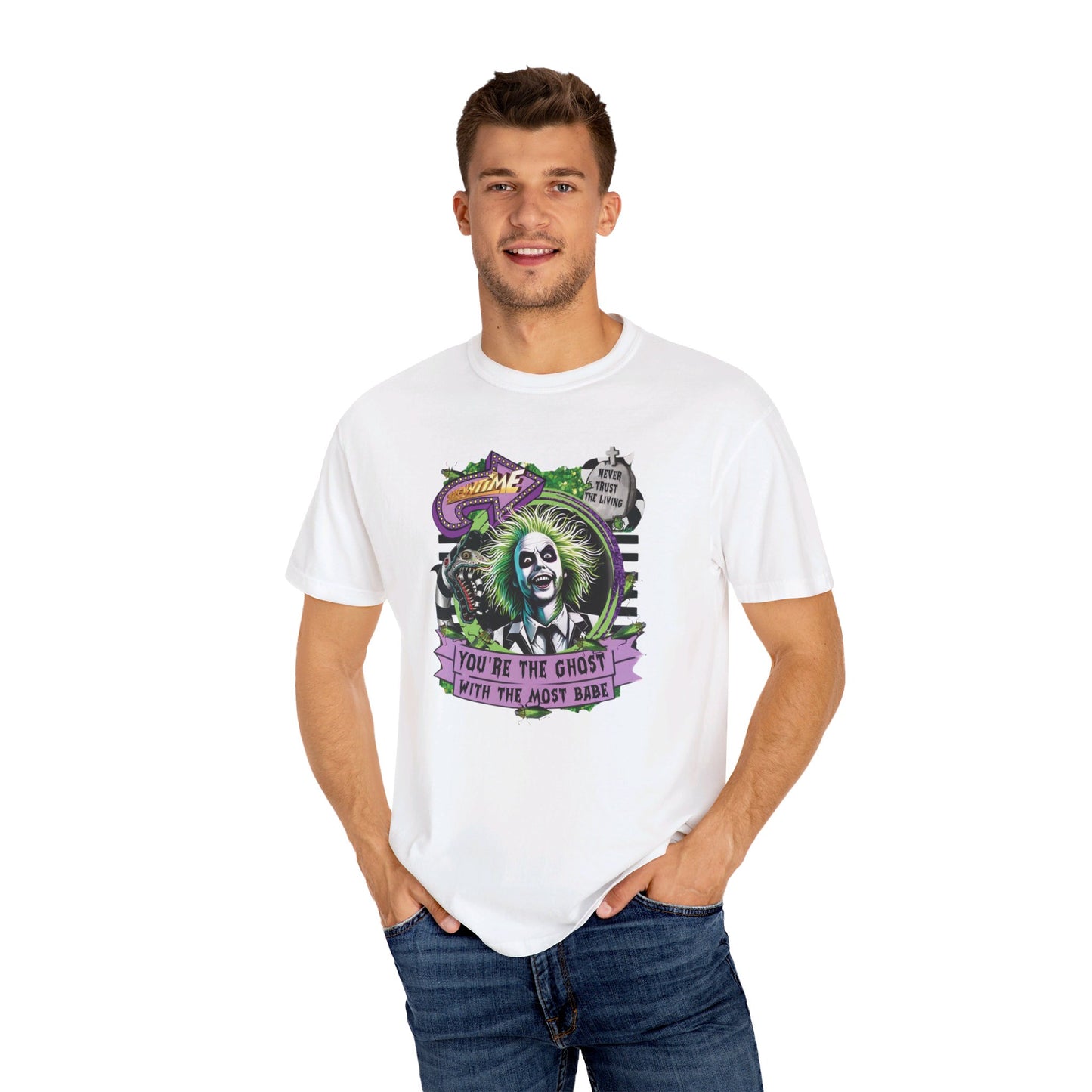 "Beetlejuice Halloween Showtime T-Shirt: Spooky and Stylish" Unisex Garment-Dyed T-shirt