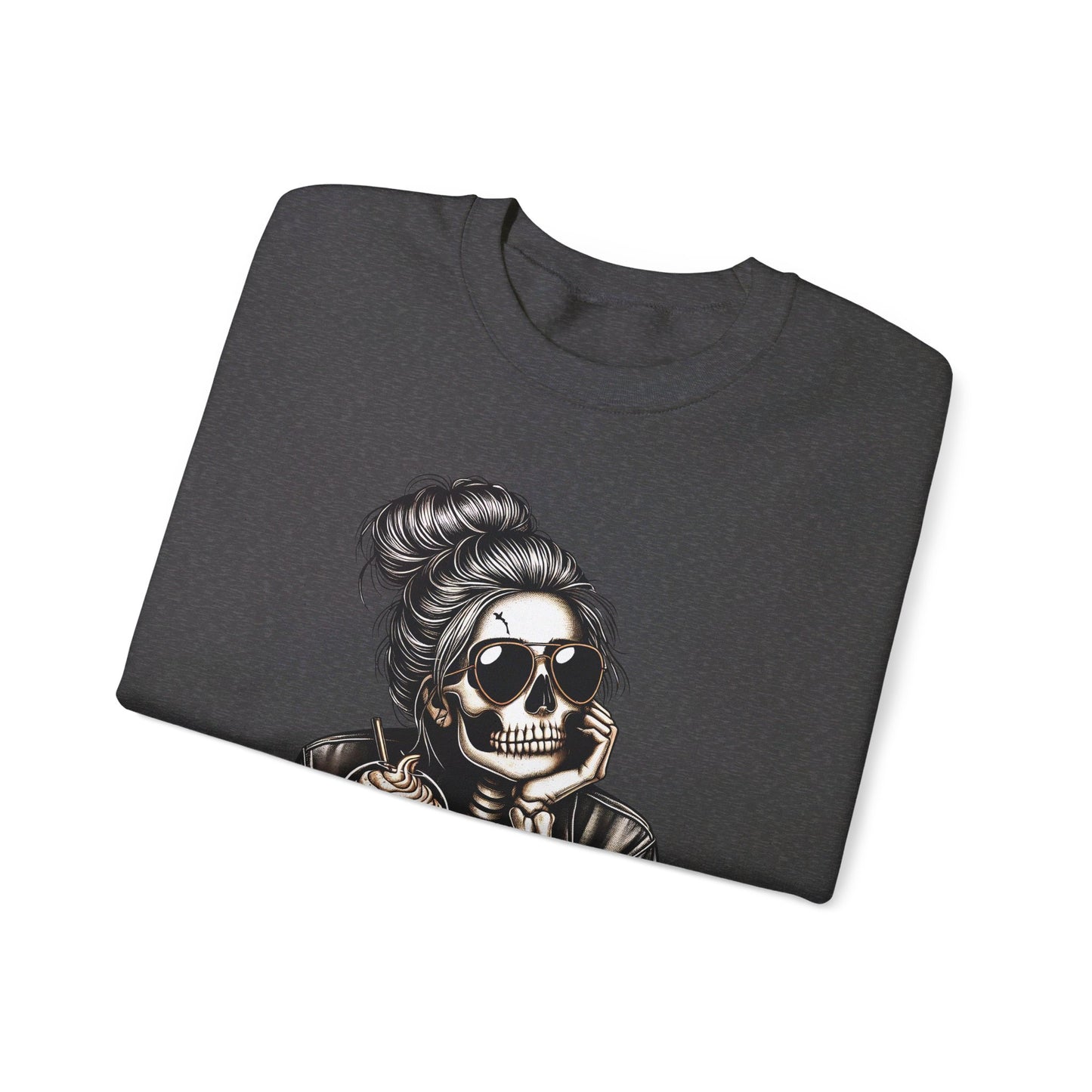 💀🎃 Waiting for Halloween Like a Skeleton Queen! #HalloweenFashion #SkeletonSweatshirt Unisex Heavy Blend™ Crewneck Sweatshirt