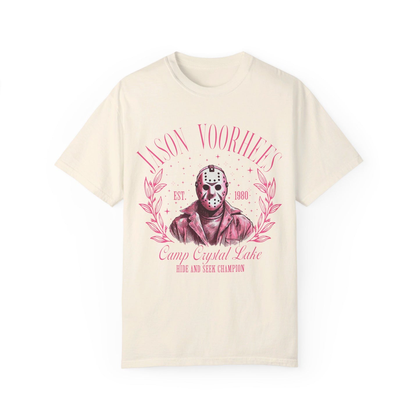 "🔪😈 Channel Your Inner Jason Voorhees: Unisex Garment-Dyed Tee That’s Perfectly Creepy! 🌟👕 #HorrorLegend"