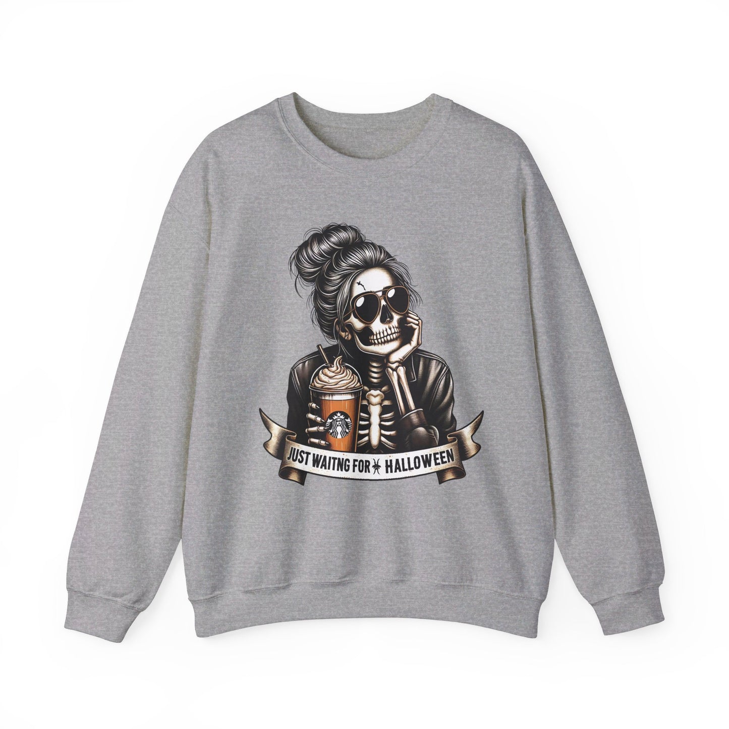 💀🎃 Waiting for Halloween Like a Skeleton Queen! #HalloweenFashion #SkeletonSweatshirt Unisex Heavy Blend™ Crewneck Sweatshirt