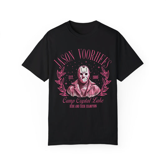 "🔪😈 Channel Your Inner Jason Voorhees: Unisex Garment-Dyed Tee That’s Perfectly Creepy! 🌟👕 #HorrorLegend"