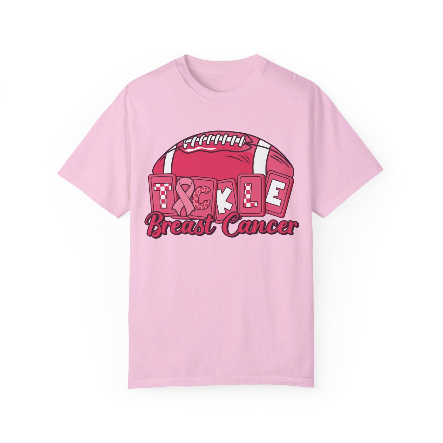 "🎀💥 Tackle Breast Cancer in Style: Unisex Garment-Dyed Tee with a Powerful Pink Ribbon! 🌟👕 #FightCancer"