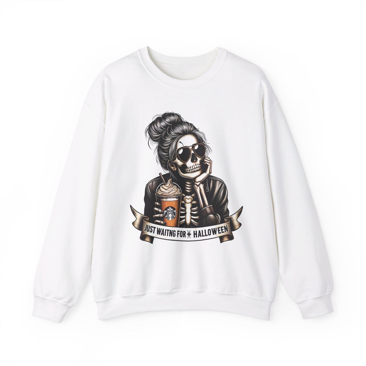 💀🎃 Waiting for Halloween Like a Skeleton Queen! #HalloweenFashion #SkeletonSweatshirt Unisex Heavy Blend™ Crewneck Sweatshirt