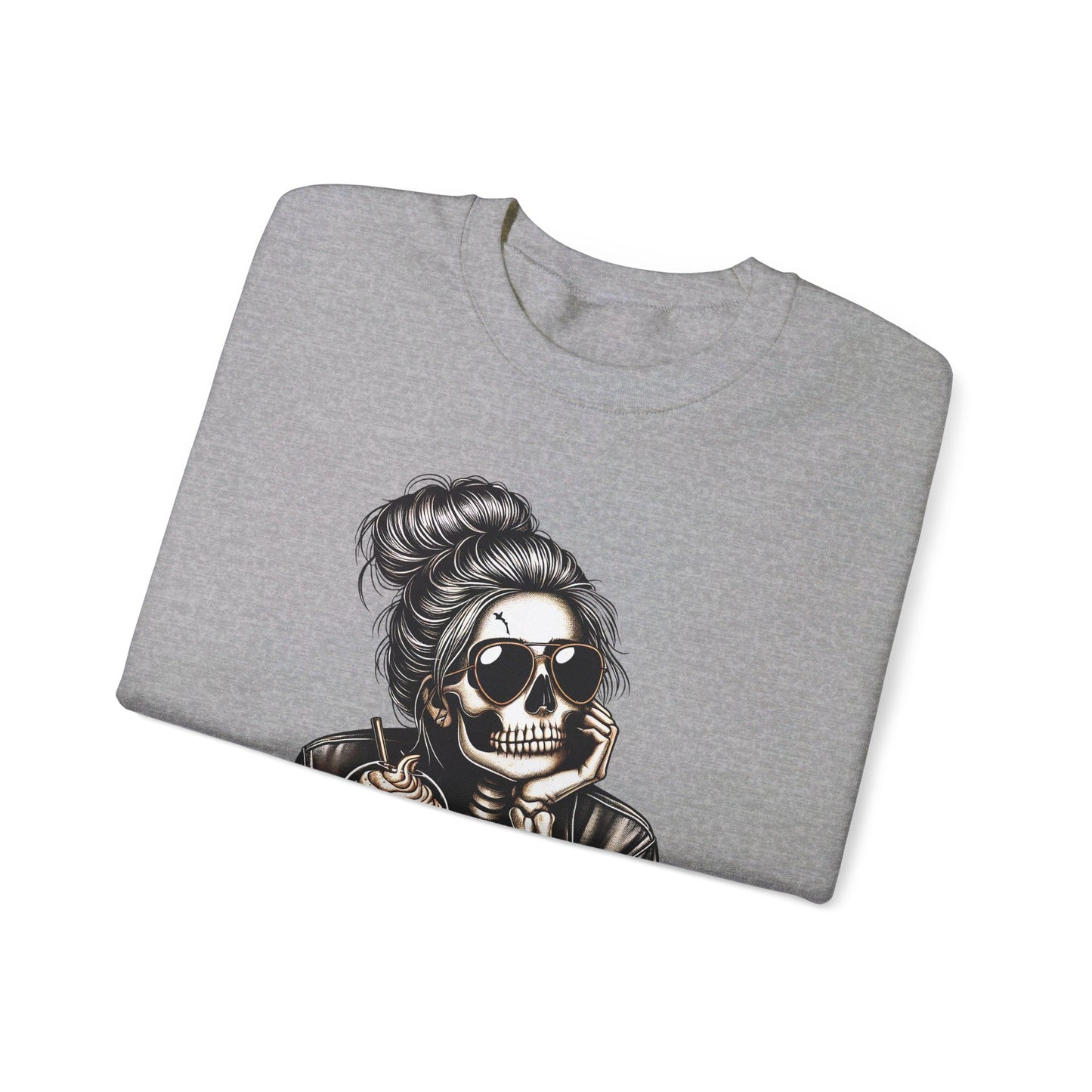 💀🎃 Waiting for Halloween Like a Skeleton Queen! #HalloweenFashion #SkeletonSweatshirt Unisex Heavy Blend™ Crewneck Sweatshirt