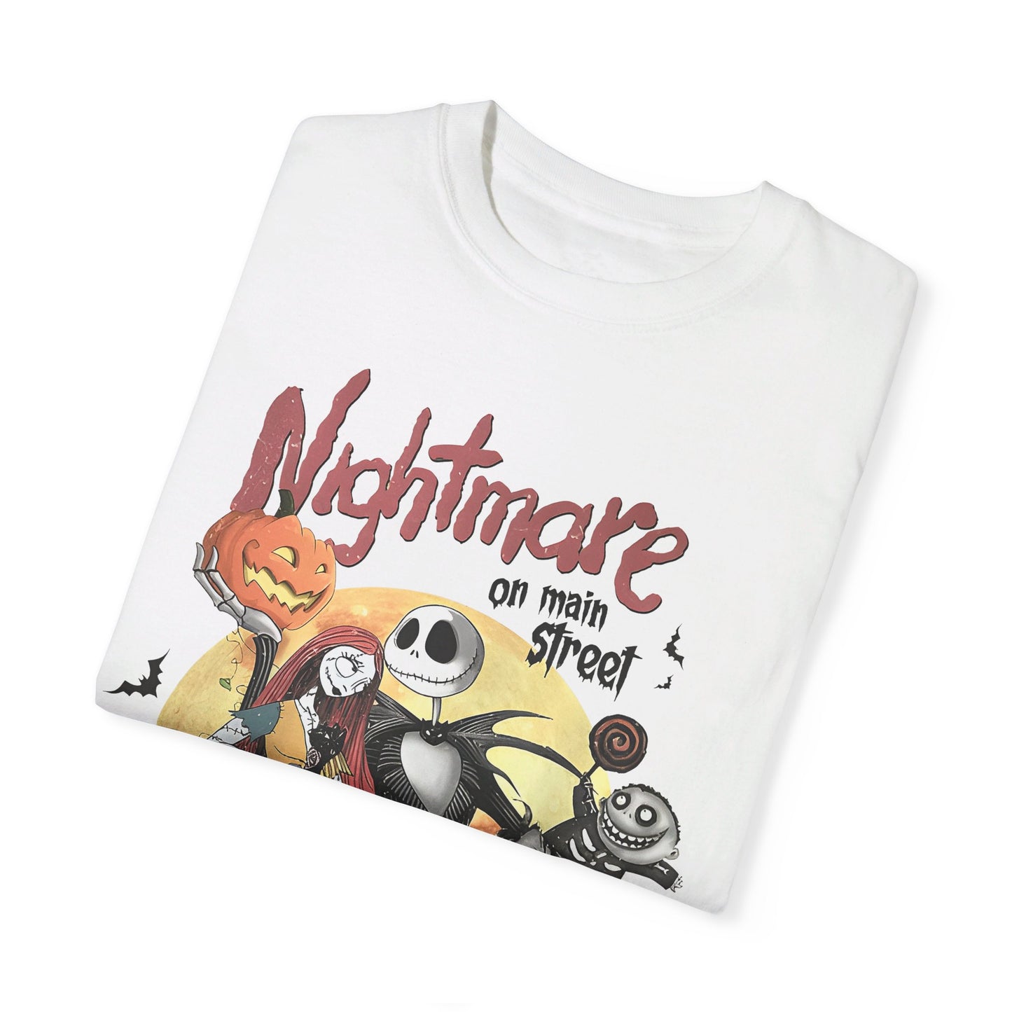 👻🌃 Living the Nightmare on Main Street! #HorrorFashion #NightmareOnMain Unisex Garment-Dyed T-shirt