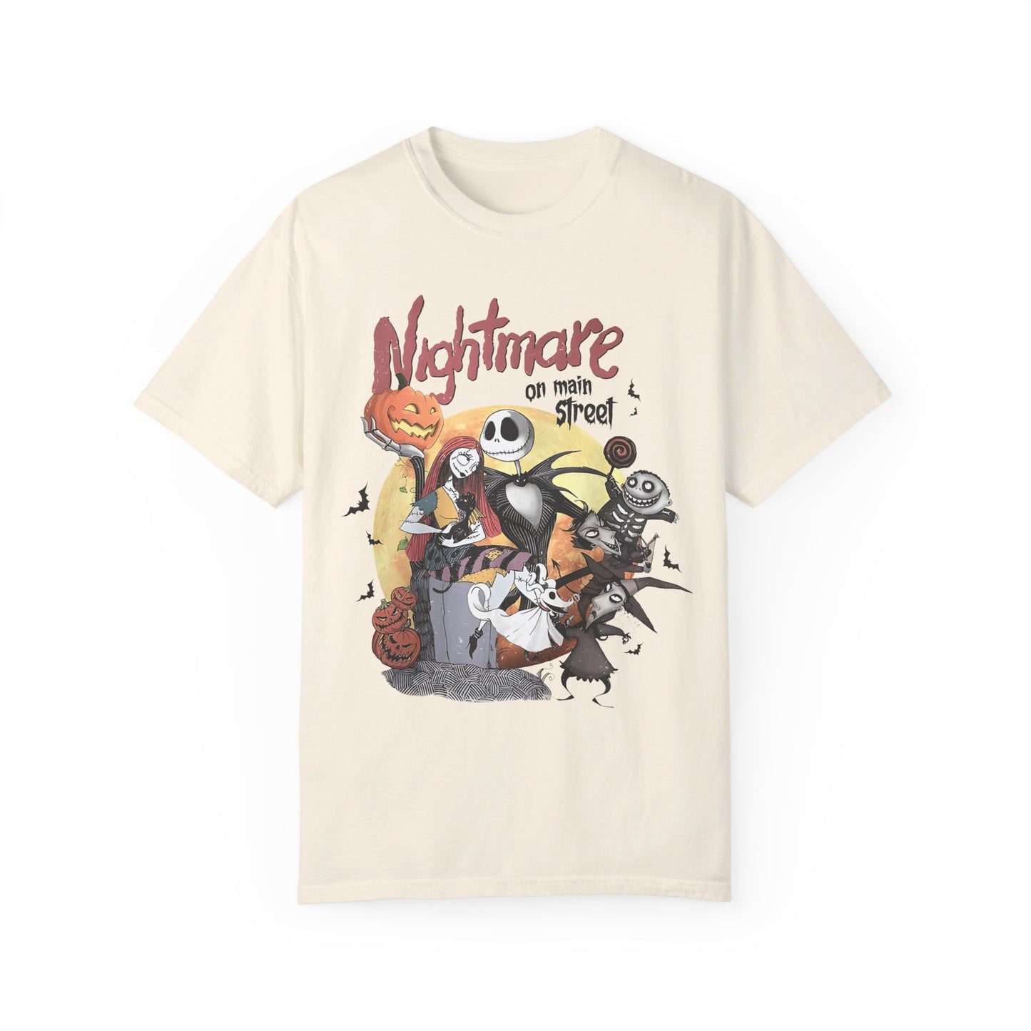 👻🌃 Living the Nightmare on Main Street! #HorrorFashion #NightmareOnMain Unisex Garment-Dyed T-shirt