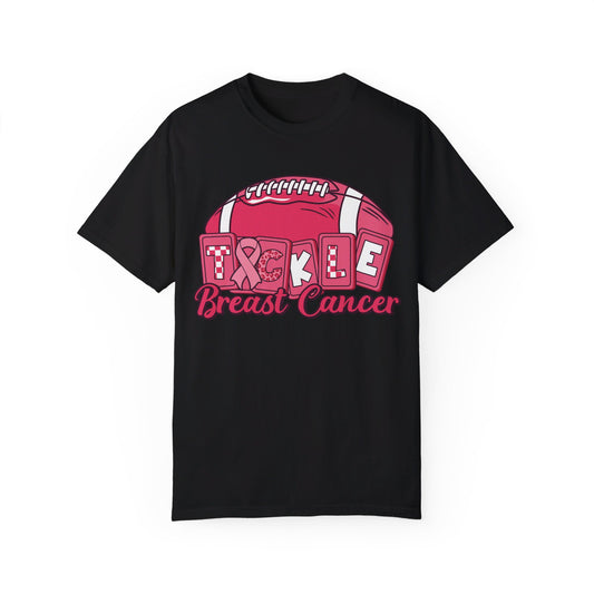 "🎀💥 Tackle Breast Cancer in Style: Unisex Garment-Dyed Tee with a Powerful Pink Ribbon! 🌟👕 #FightCancer"