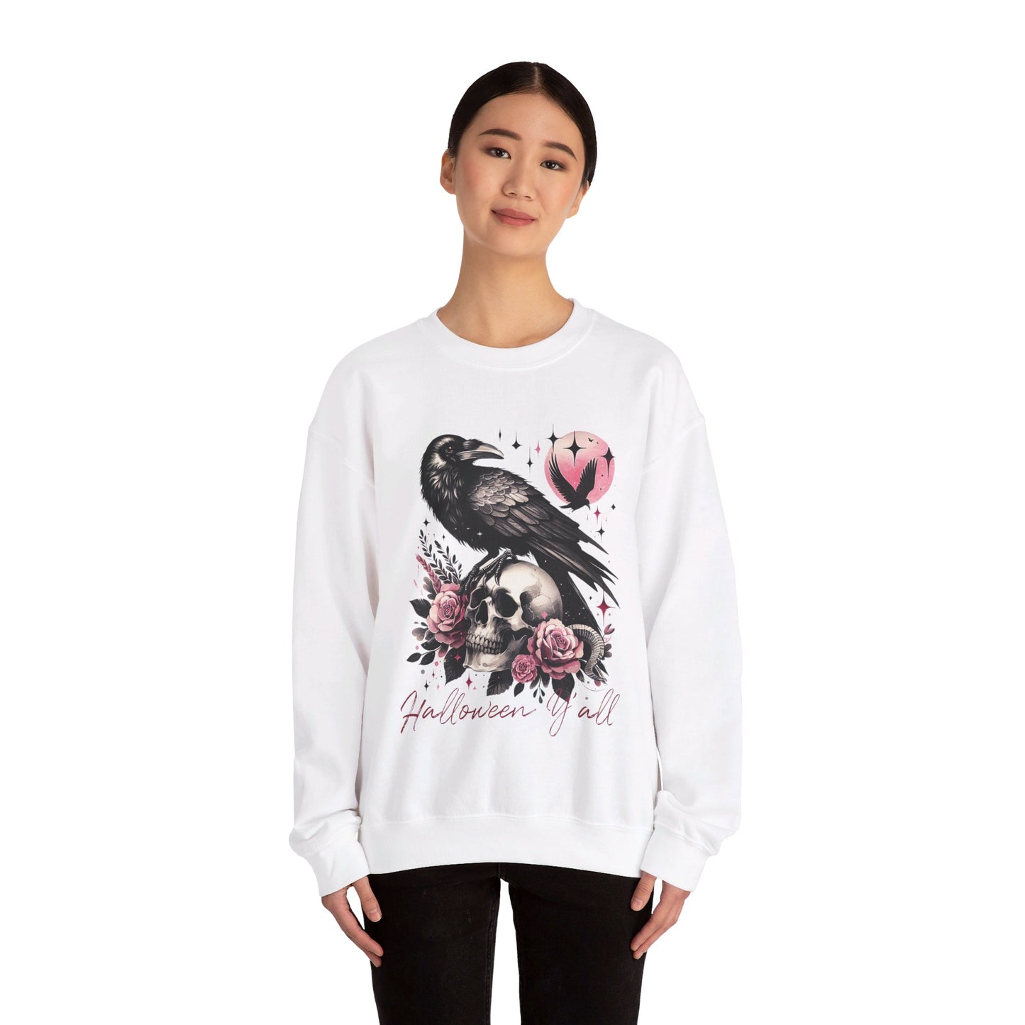 Crow and Skeleton Unisex Heavy Blend™ Crewneck Sweatshirt