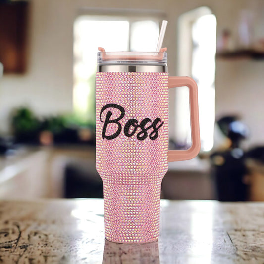 BOSS Message Studded 40oz Stainless Steel Tumbler With Handle