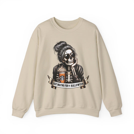 💀🎃 Waiting for Halloween Like a Skeleton Queen! #HalloweenFashion #SkeletonSweatshirt Unisex Heavy Blend™ Crewneck Sweatshirt