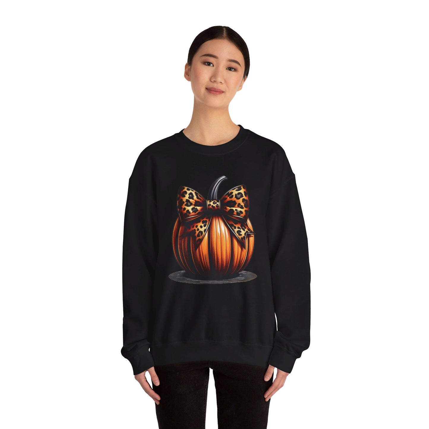 🎃🎀 Rocking Fall Vibes in My Pumpkin Bow Sweatshirt! #FallFashion #PumpkinBow #OOTDUnisex Heavy Blend™ Crewneck Sweatshirt