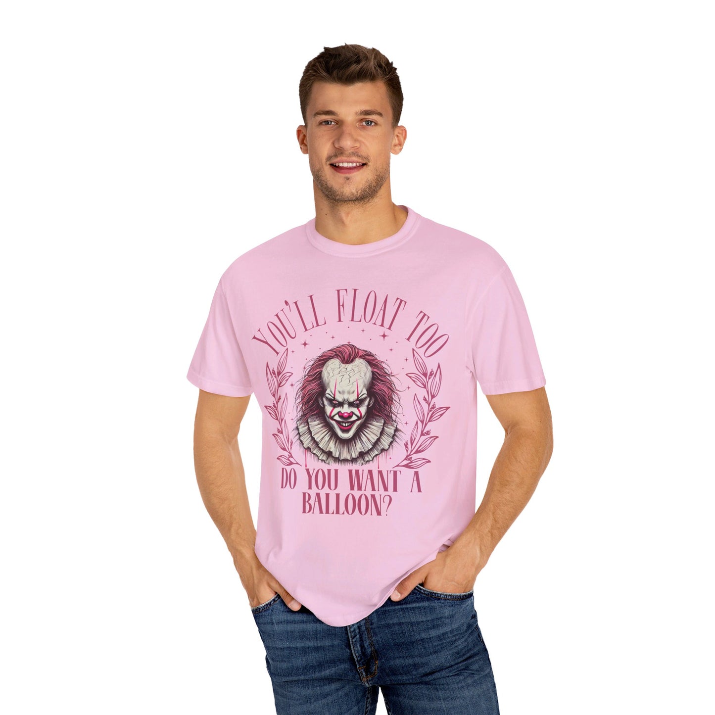 "🎈👹 Embrace the Pennywise Vibes: Trendy Unisex Garment-Dyed Tee That’s Totally Terrifying! 🌟👕 #ITvibes"