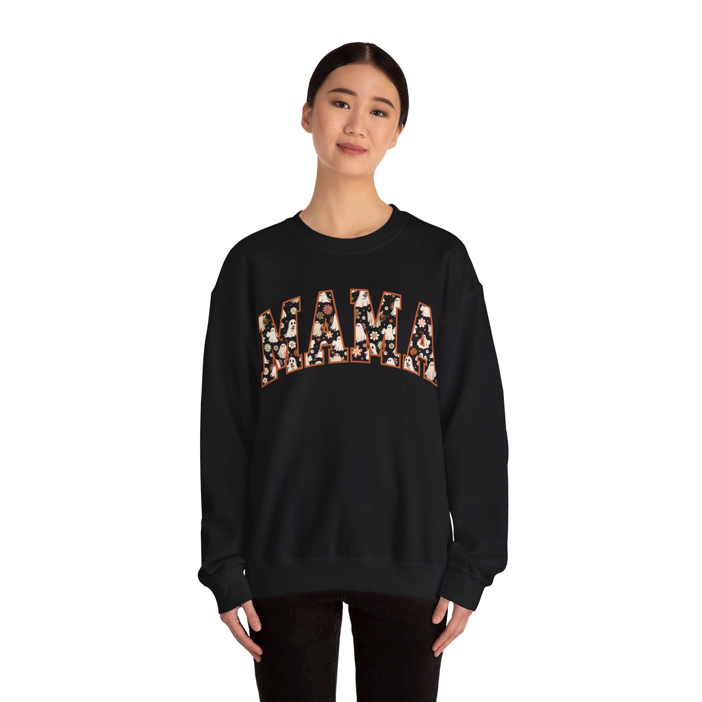 👻🎃 Mama’s Spooktacular Style! Rocking Halloween in My Favorite Sweatshirt! #MamaHalloween #SpookySeason Unisex Heavy Blend™ Crewneck Sweatshirt