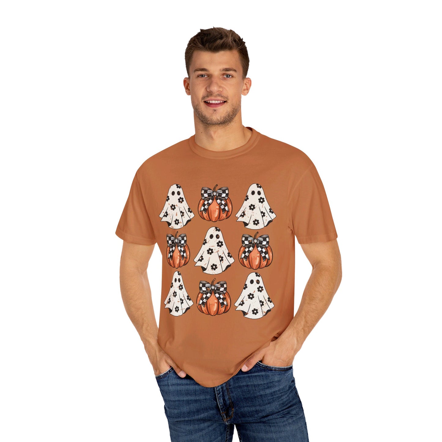 Ghost and Pumpkins Unisex Garment-Dyed T-shirt