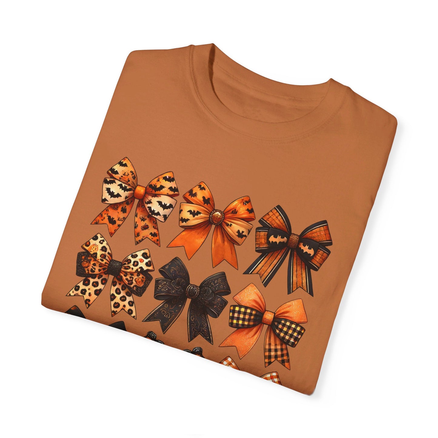 "Spookify Your Style with the Coquette Halloween Bow! 🎃🎀✨ #HalloweenFashion #SpookyStyle" Unisex Garment-Dyed T-shirt