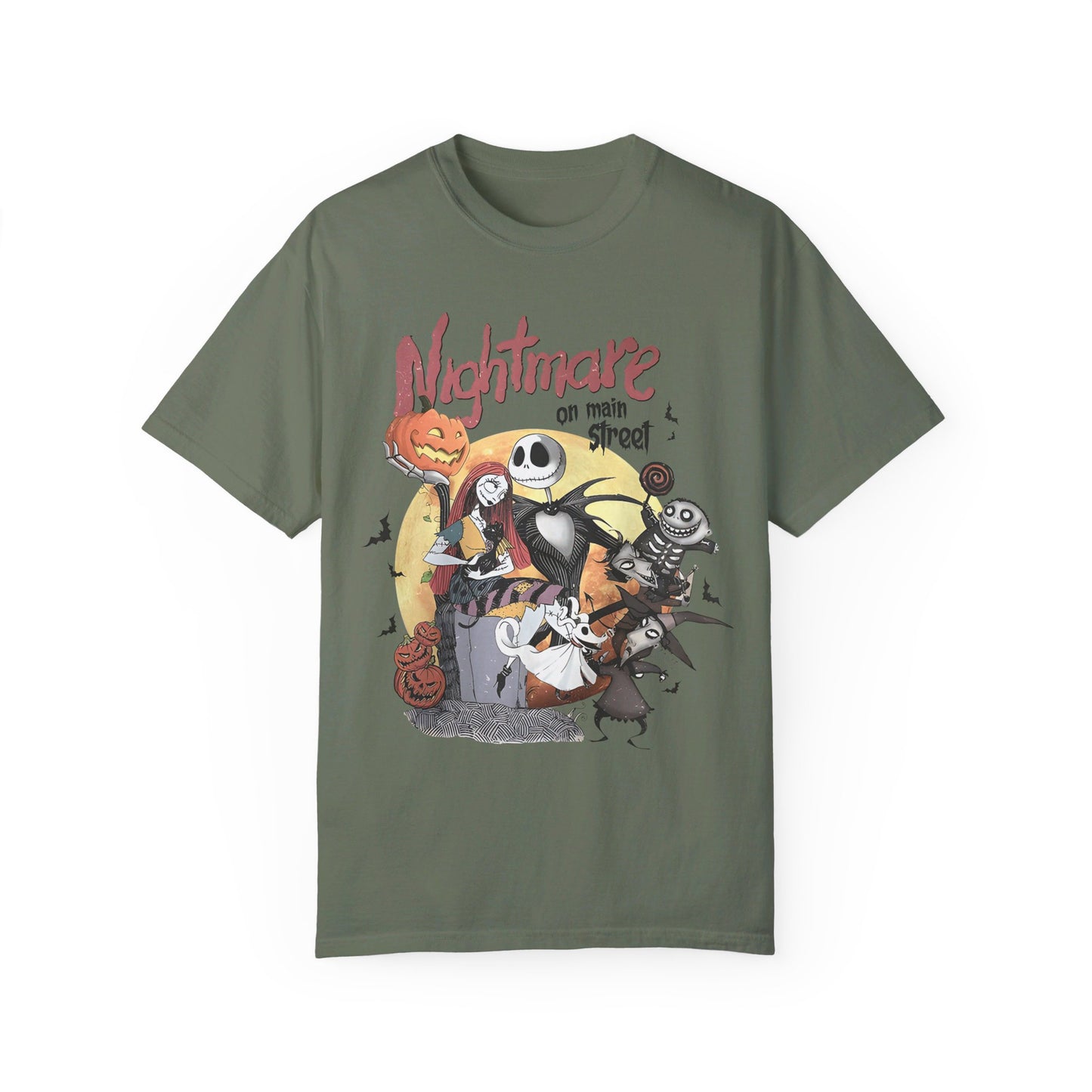 👻🌃 Living the Nightmare on Main Street! #HorrorFashion #NightmareOnMain Unisex Garment-Dyed T-shirt