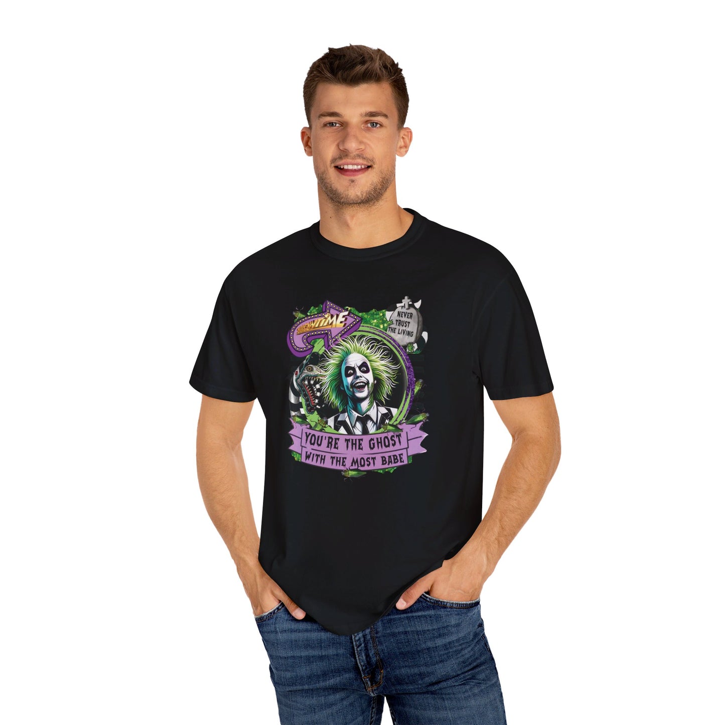 "Beetlejuice Halloween Showtime T-Shirt: Spooky and Stylish" Unisex Garment-Dyed T-shirt