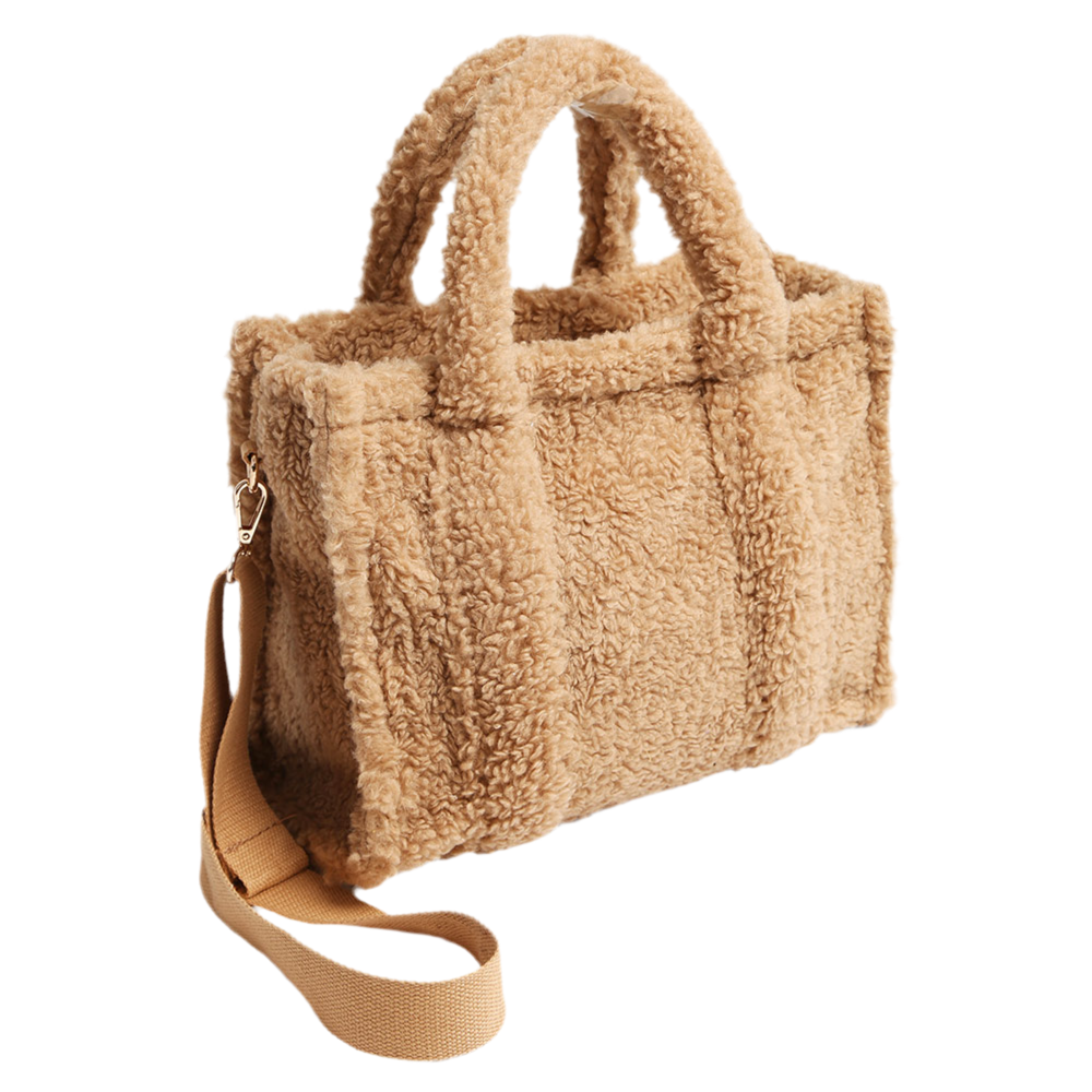 Faux Suede Sherpa Mini Tote Bag