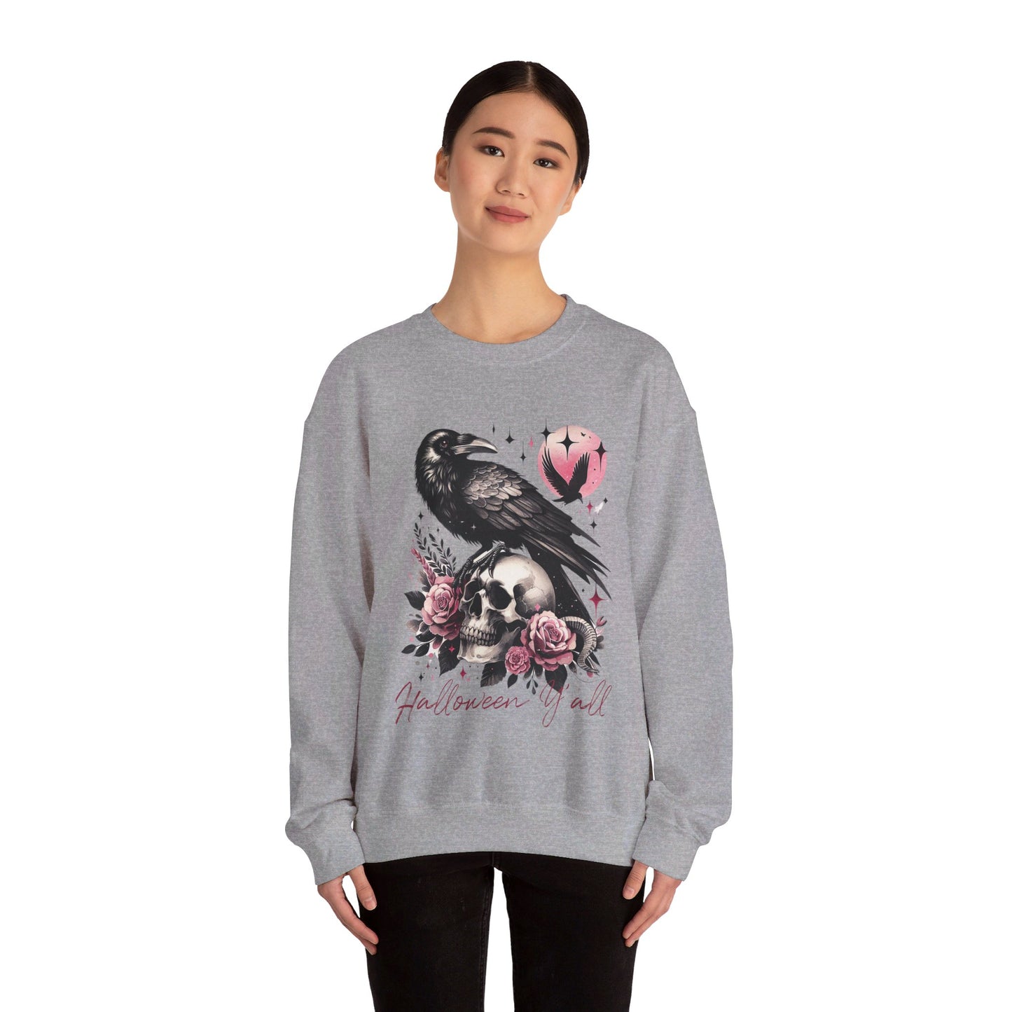 Crow and Skeleton Unisex Heavy Blend™ Crewneck Sweatshirt