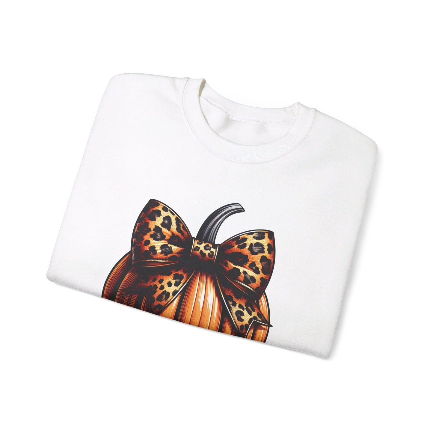 🎃🎀 Rocking Fall Vibes in My Pumpkin Bow Sweatshirt! #FallFashion #PumpkinBow #OOTDUnisex Heavy Blend™ Crewneck Sweatshirt