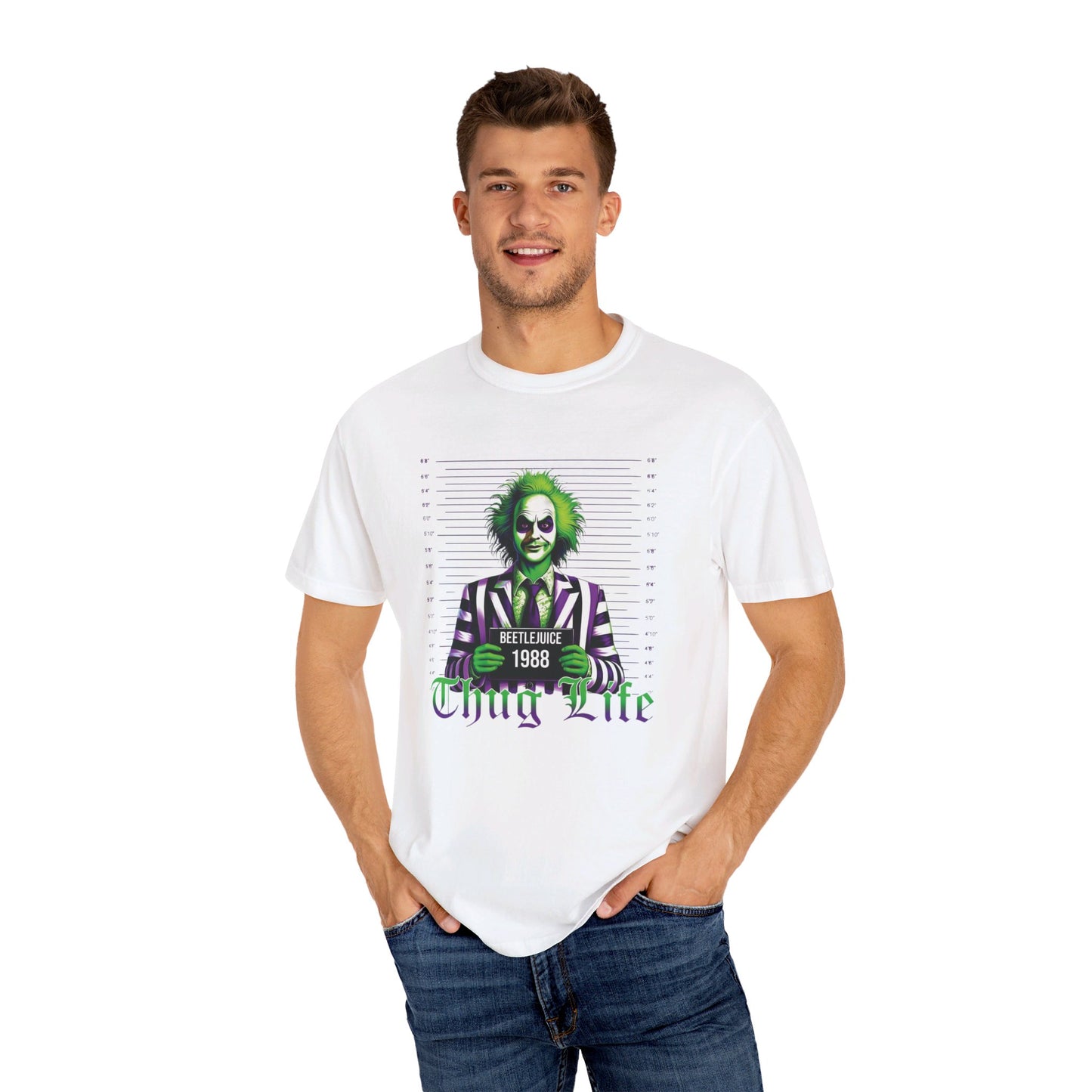 "Beetlejuice Thug Life T-Shirt: Ghostly Swagger" Unisex Garment-Dyed T-shirt