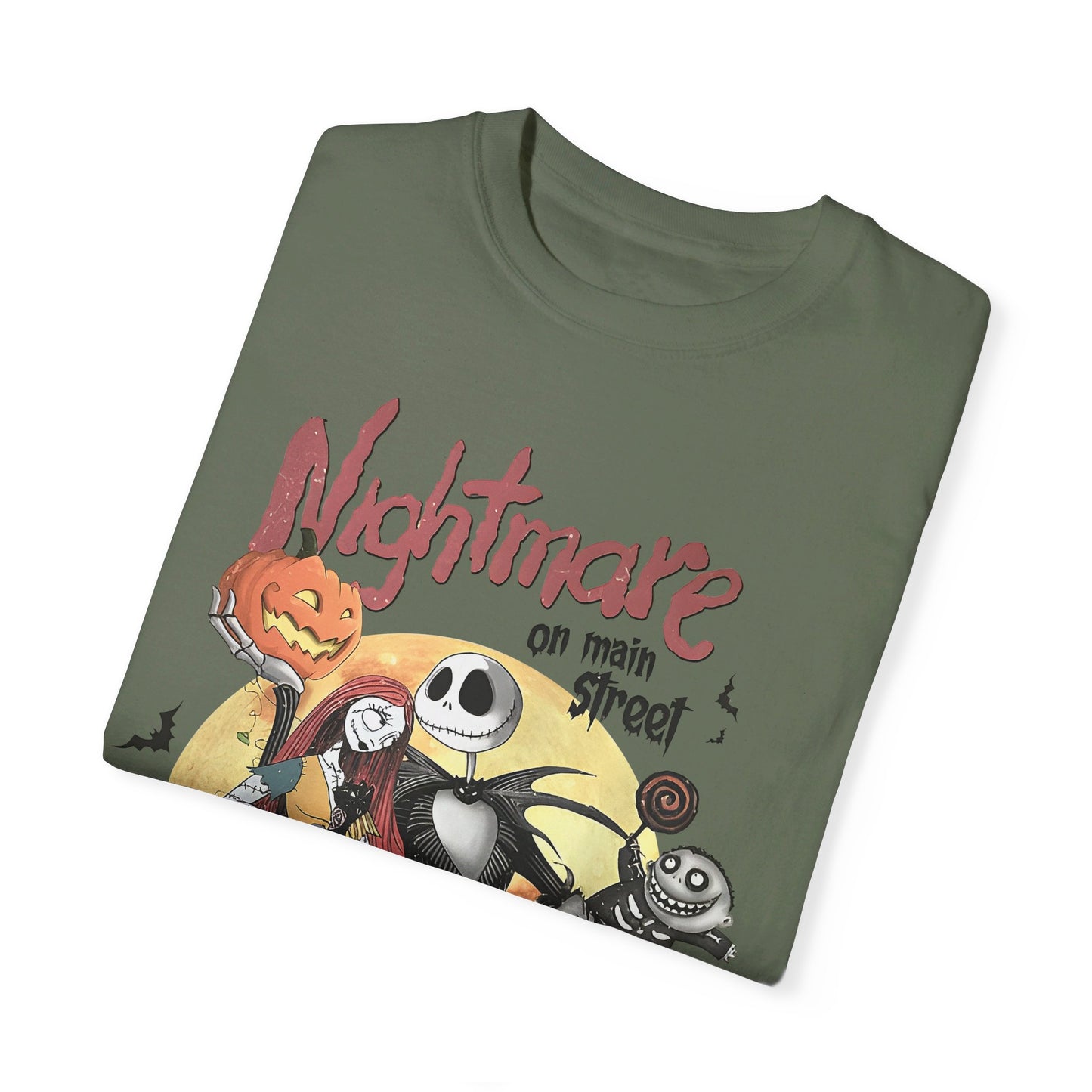 👻🌃 Living the Nightmare on Main Street! #HorrorFashion #NightmareOnMain Unisex Garment-Dyed T-shirt