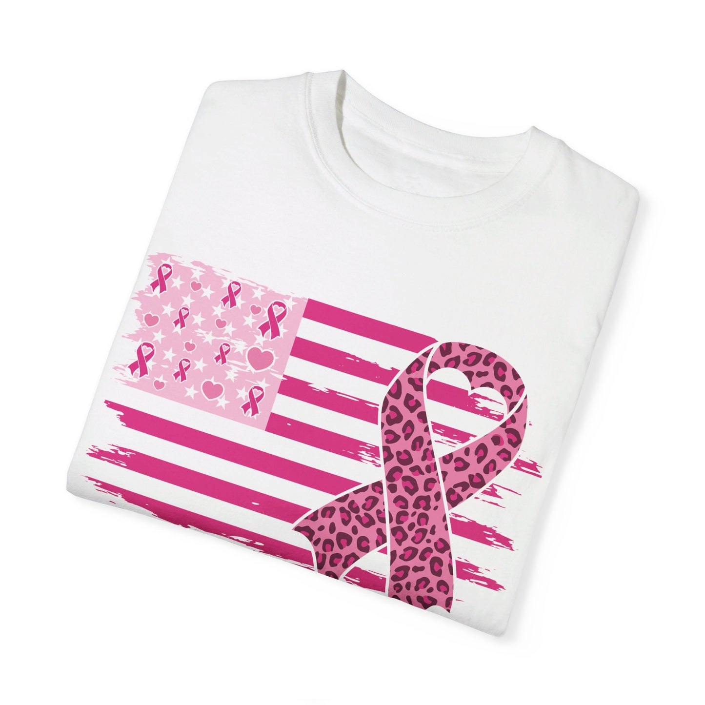 "🎀💗 Pink Power: Unisex Garment-Dyed Tee Supporting the Fight Against Cancer! 🌟👕 #CancerAwareness"