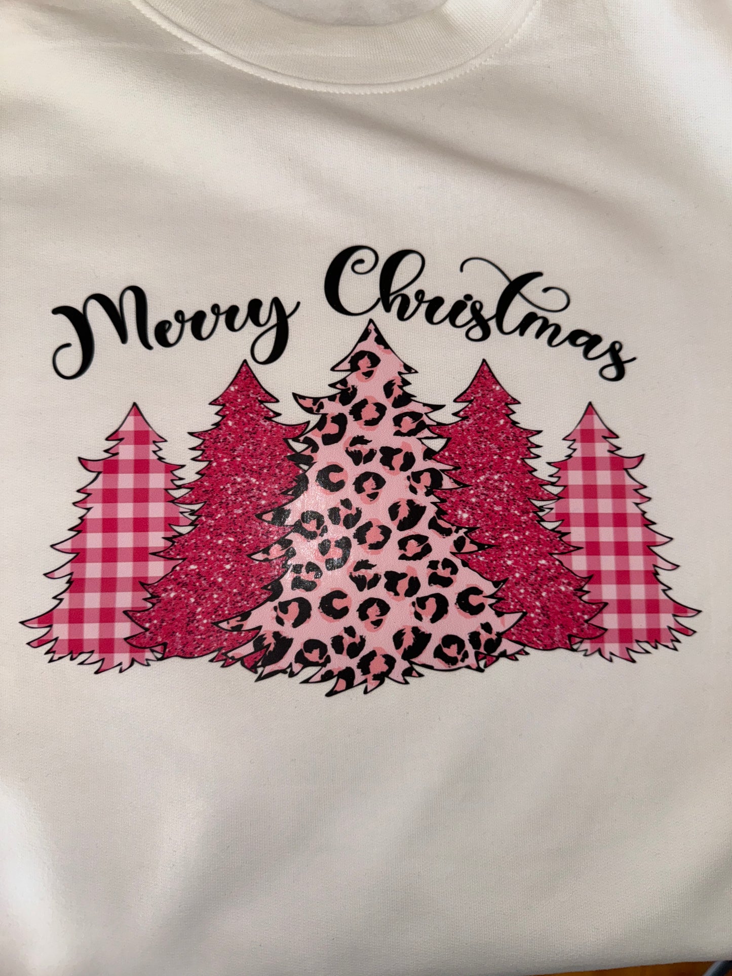 Merry Christmas Pink Trees Unisex Sweatshirt